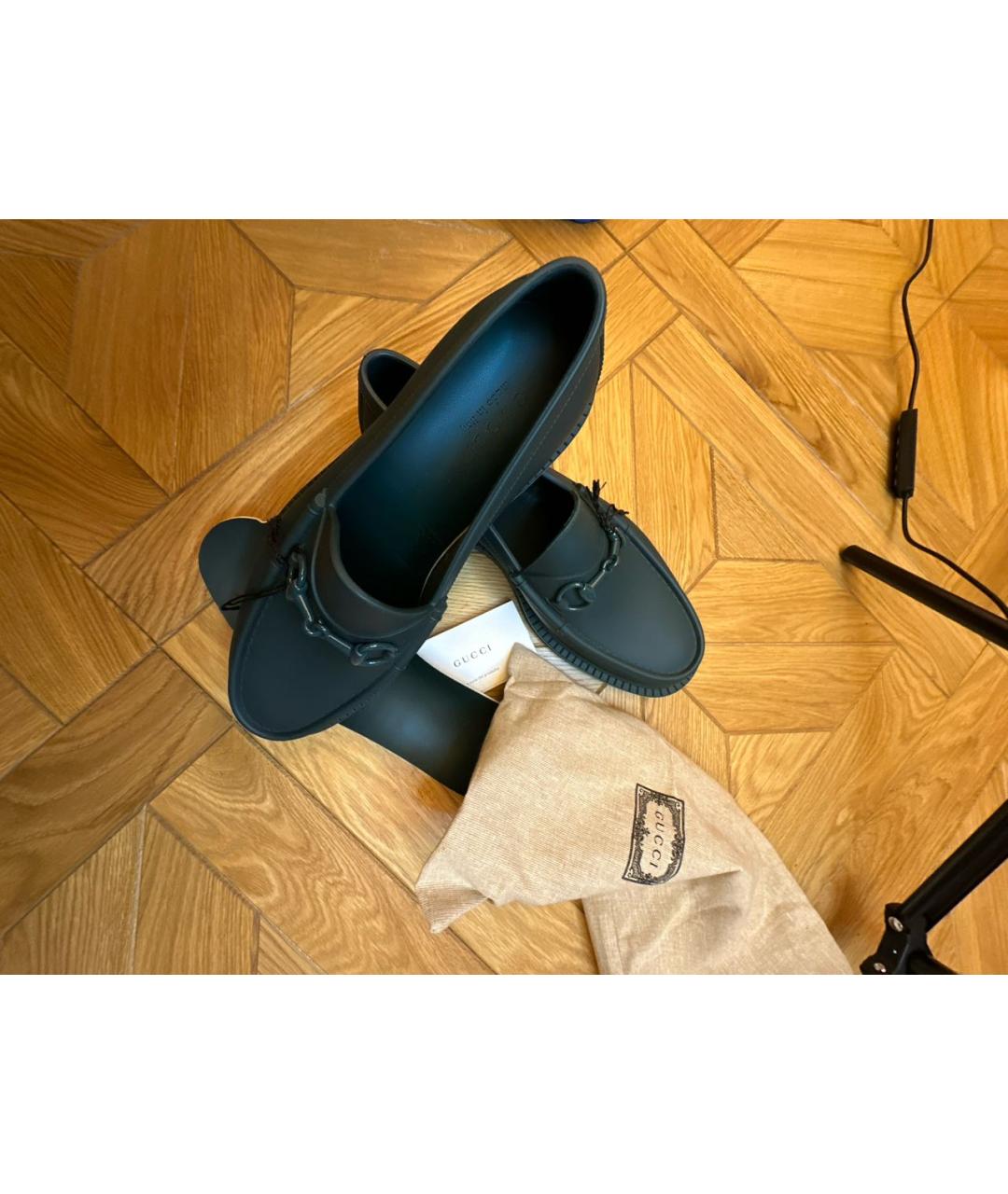 GUCCI Зеленые резиновые лоферы, фото 7