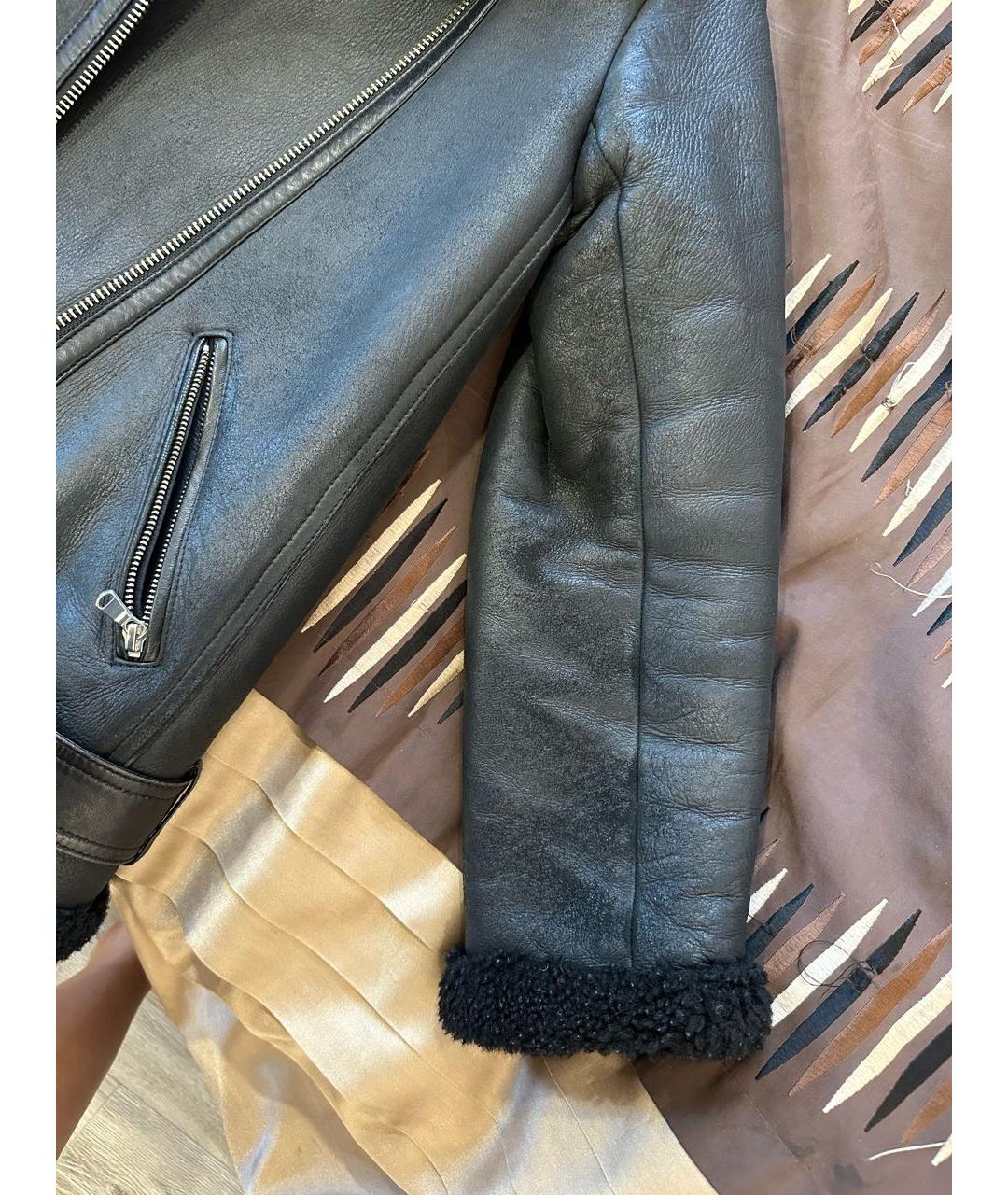 MAJE Черная кожаная дубленка, фото 4