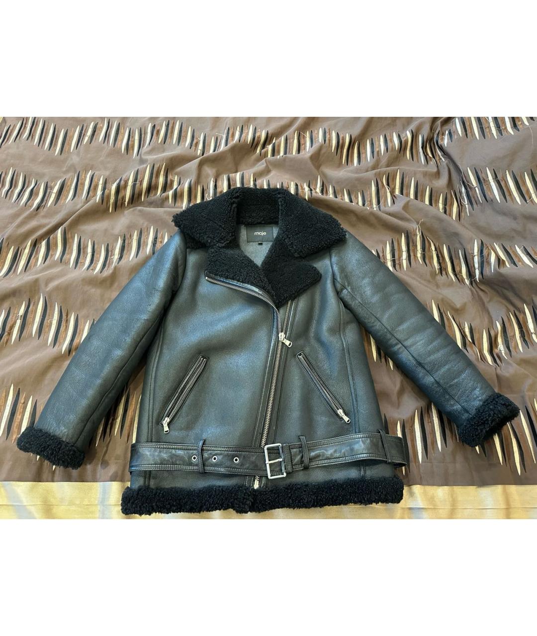 MAJE Черная кожаная дубленка, фото 8