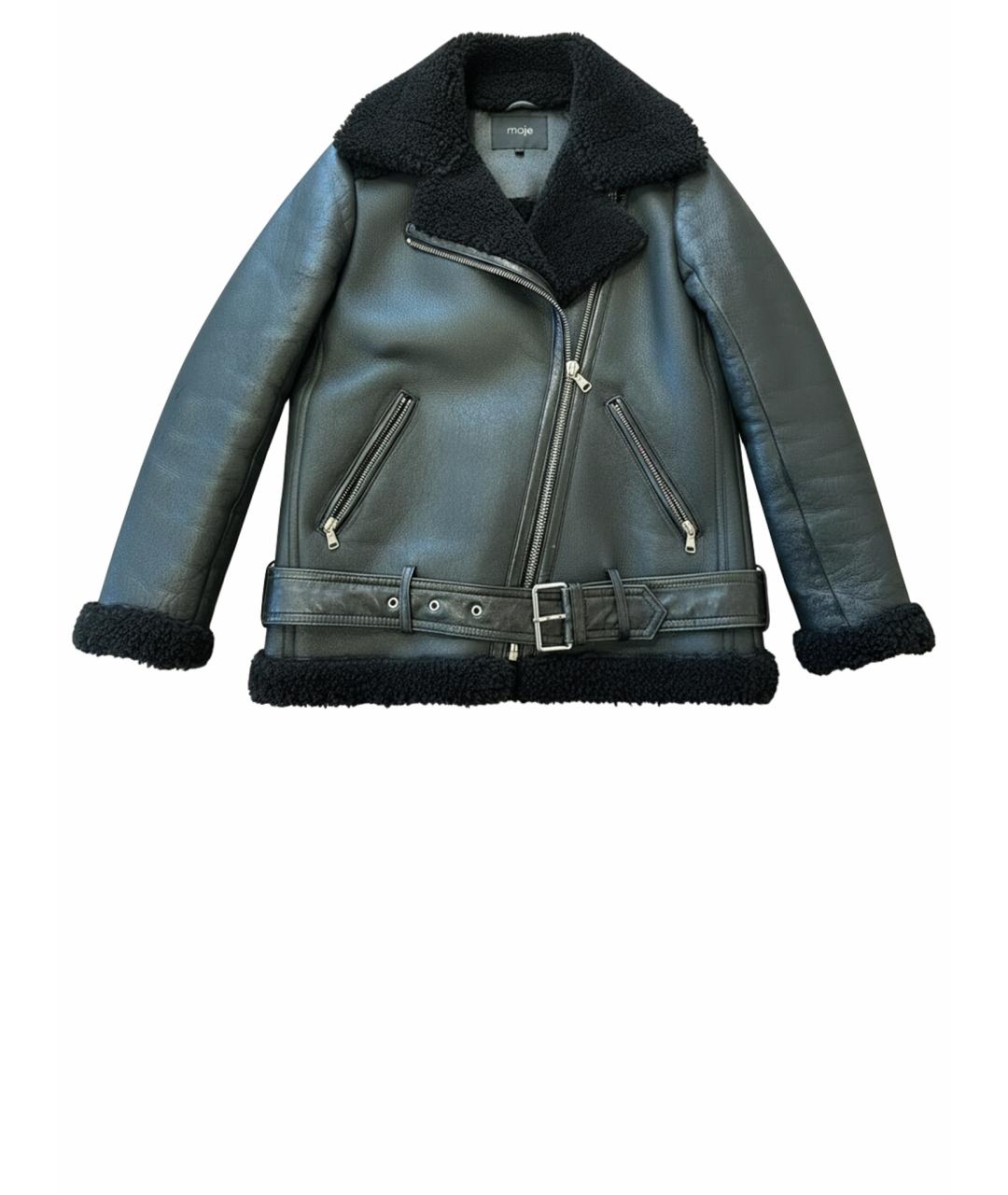 MAJE Черная кожаная дубленка, фото 1