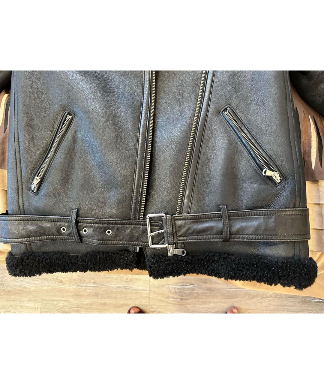 MAJE Черная кожаная дубленка, фото 6