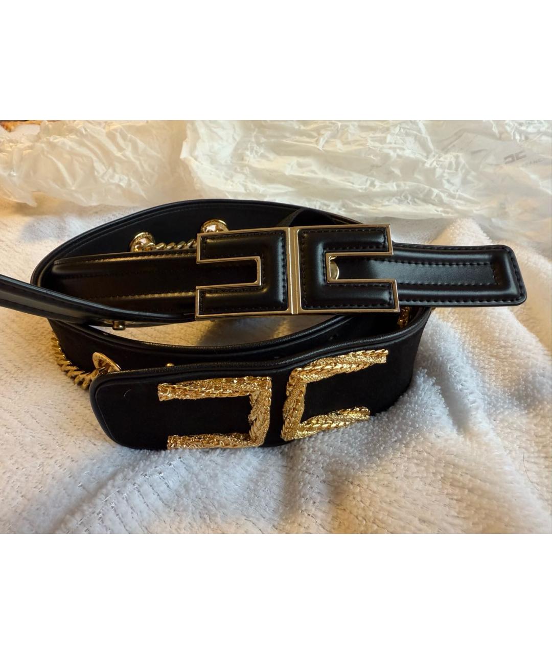 ELISABETTA FRANCHI Черный ремень из искусственной кожи, фото 6