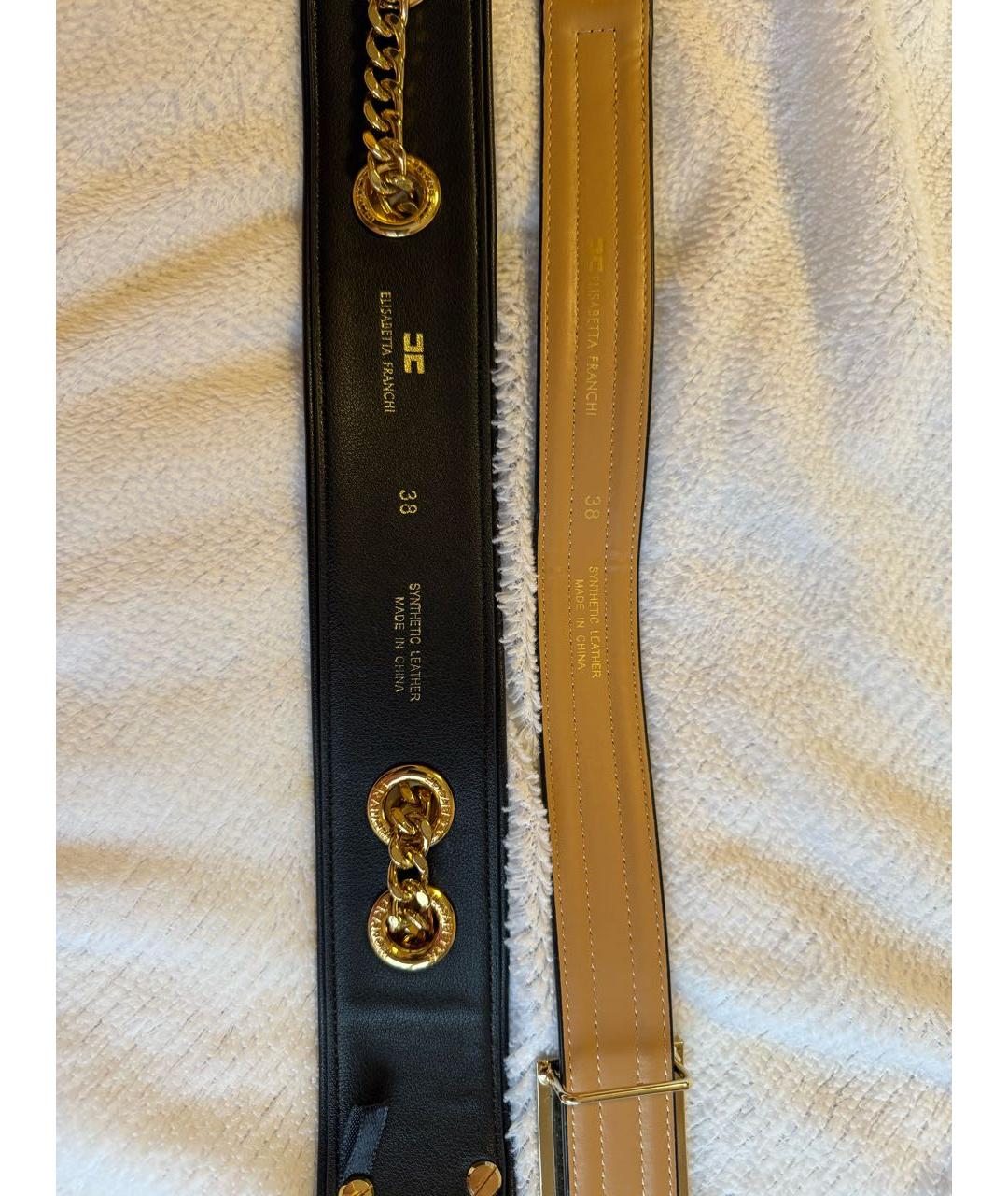 ELISABETTA FRANCHI Черный ремень из искусственной кожи, фото 3