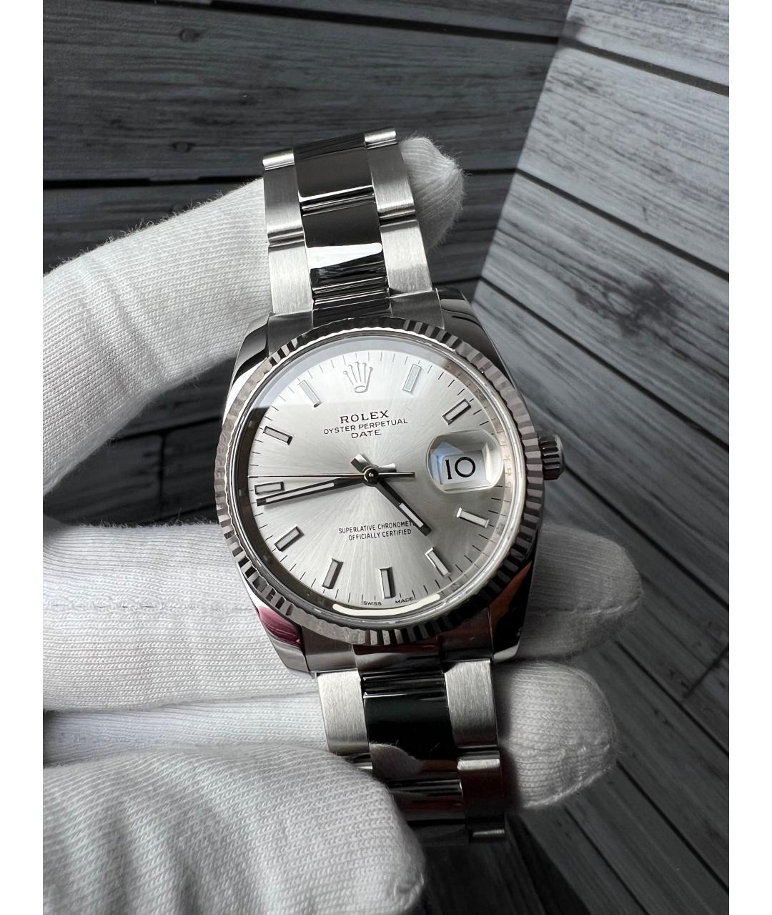 ROLEX Серые часы из белого золота, фото 4