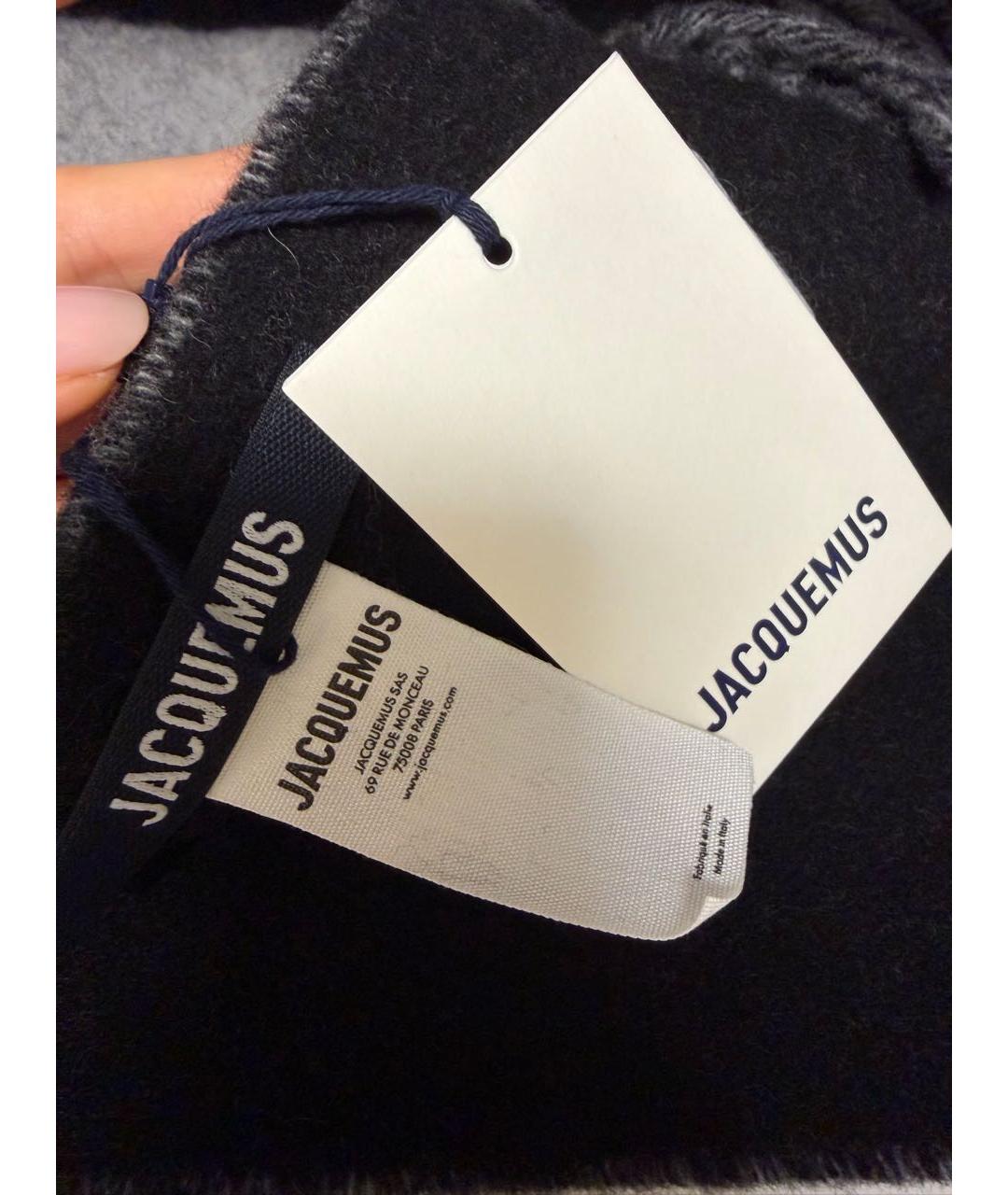 JACQUEMUS Черный шерстяной шарф, фото 3