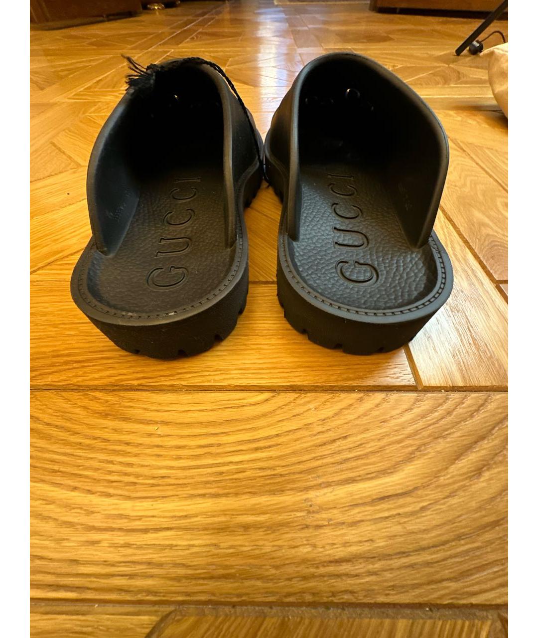 GUCCI Черные резиновые шлепанцы, фото 4