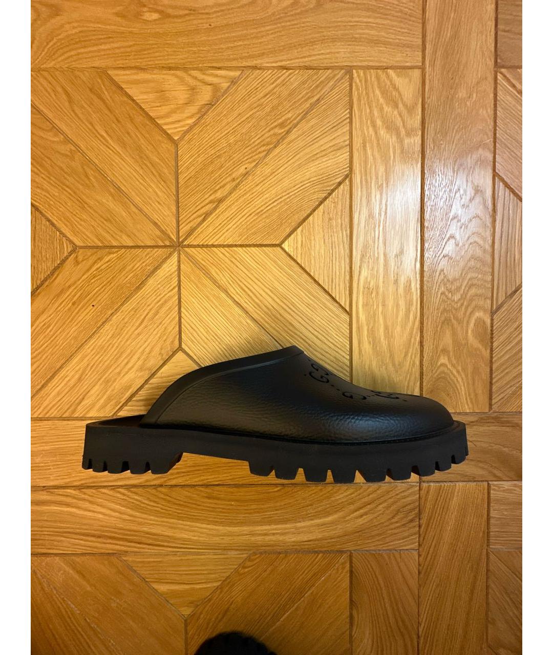 GUCCI Черные резиновые шлепанцы, фото 9