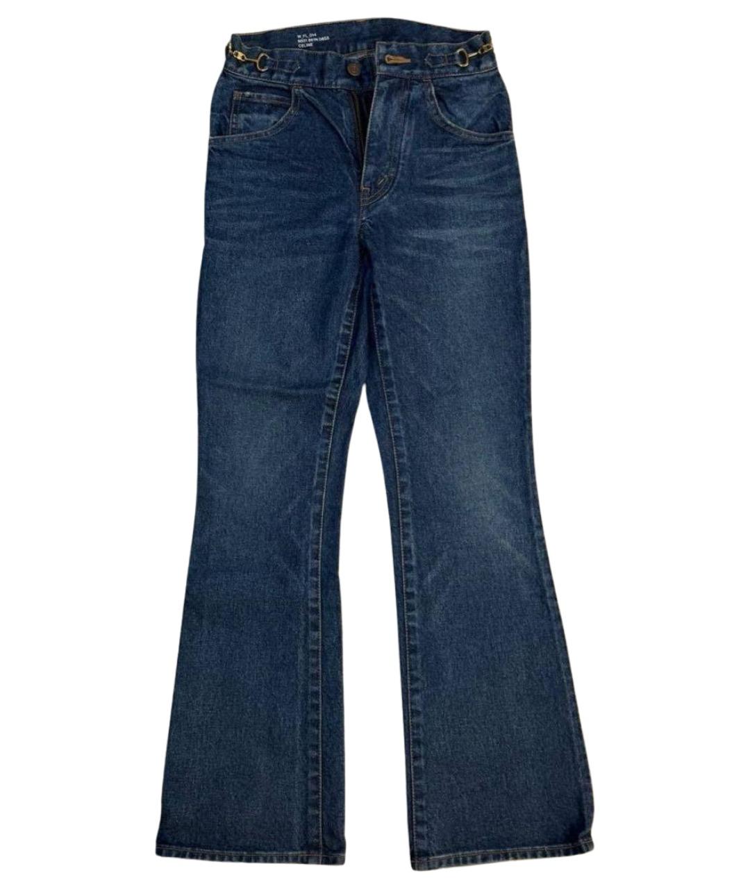 CELINE Темно-синие хлопковые джинсы клеш, фото 1