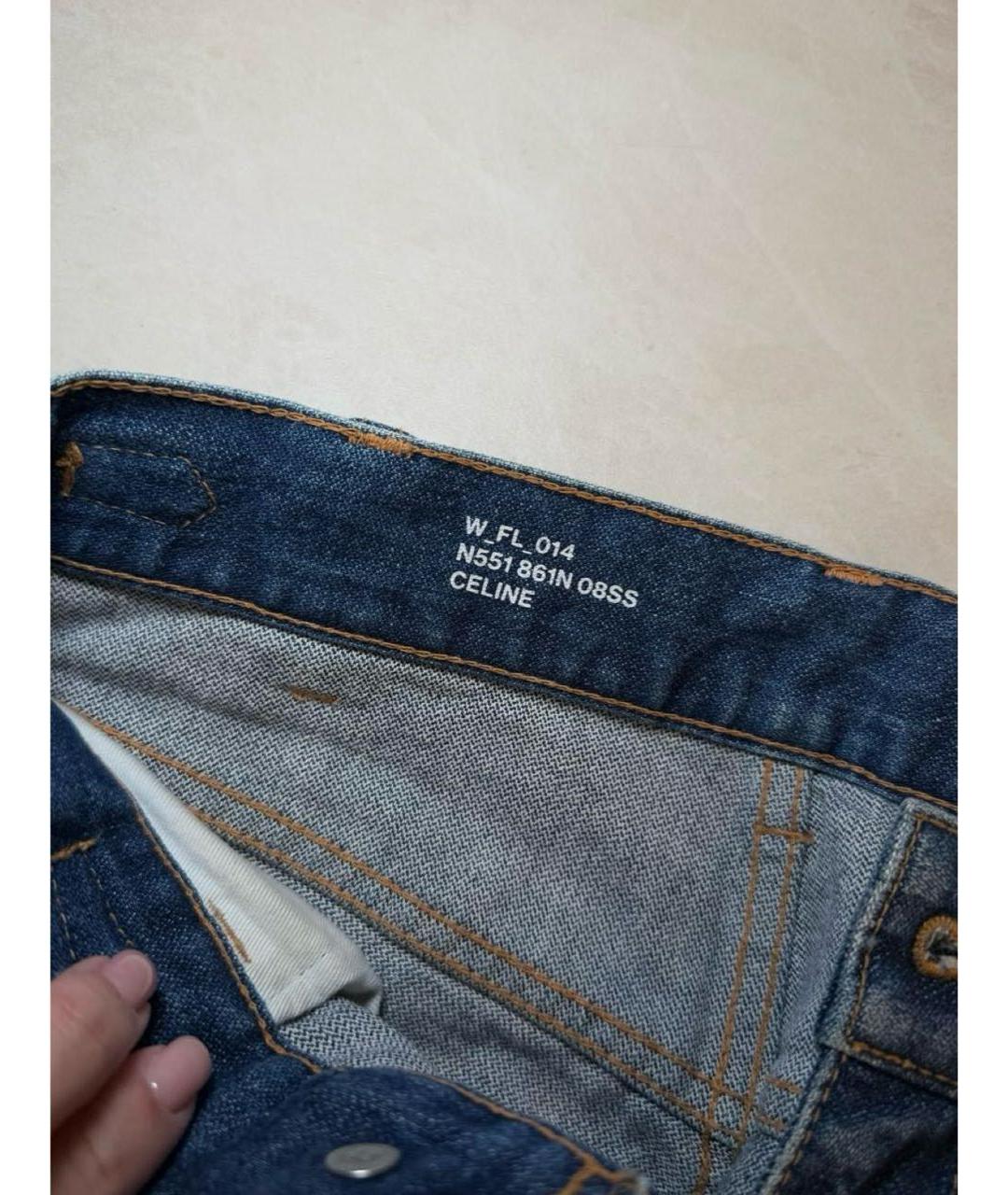 CELINE Темно-синие хлопковые джинсы клеш, фото 3