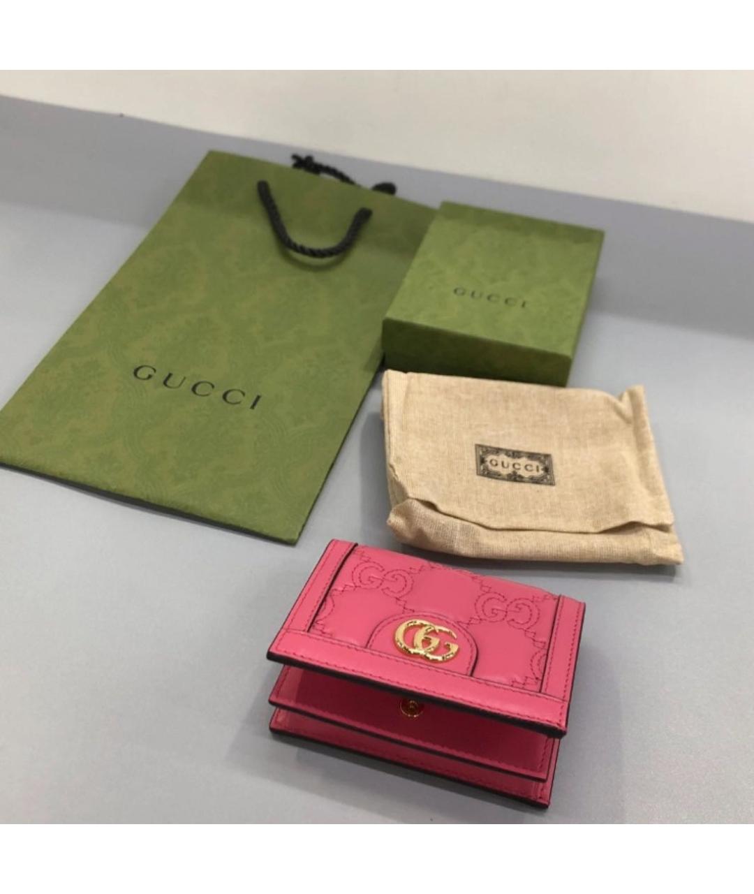 GUCCI Розовый кожаный кошелек, фото 3
