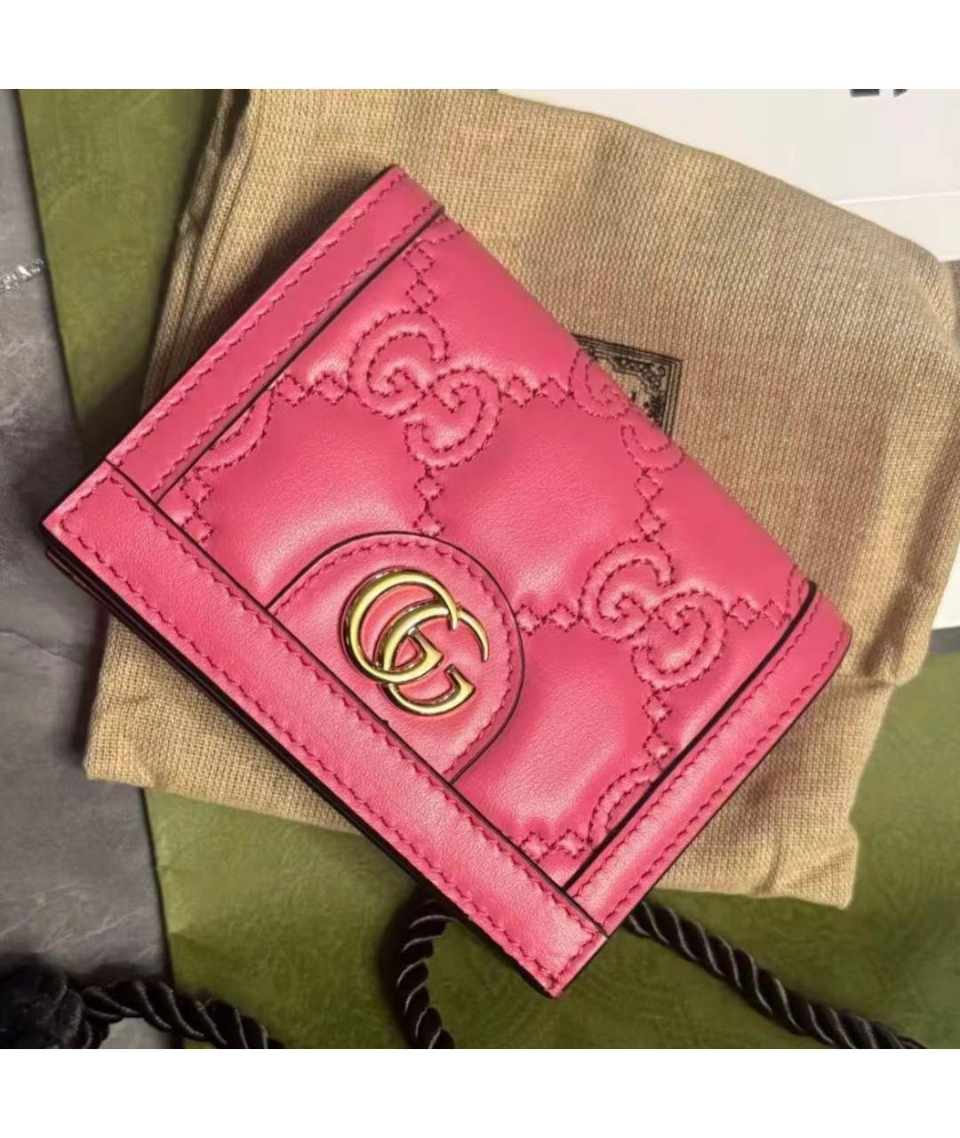 GUCCI Розовый кожаный кошелек, фото 2