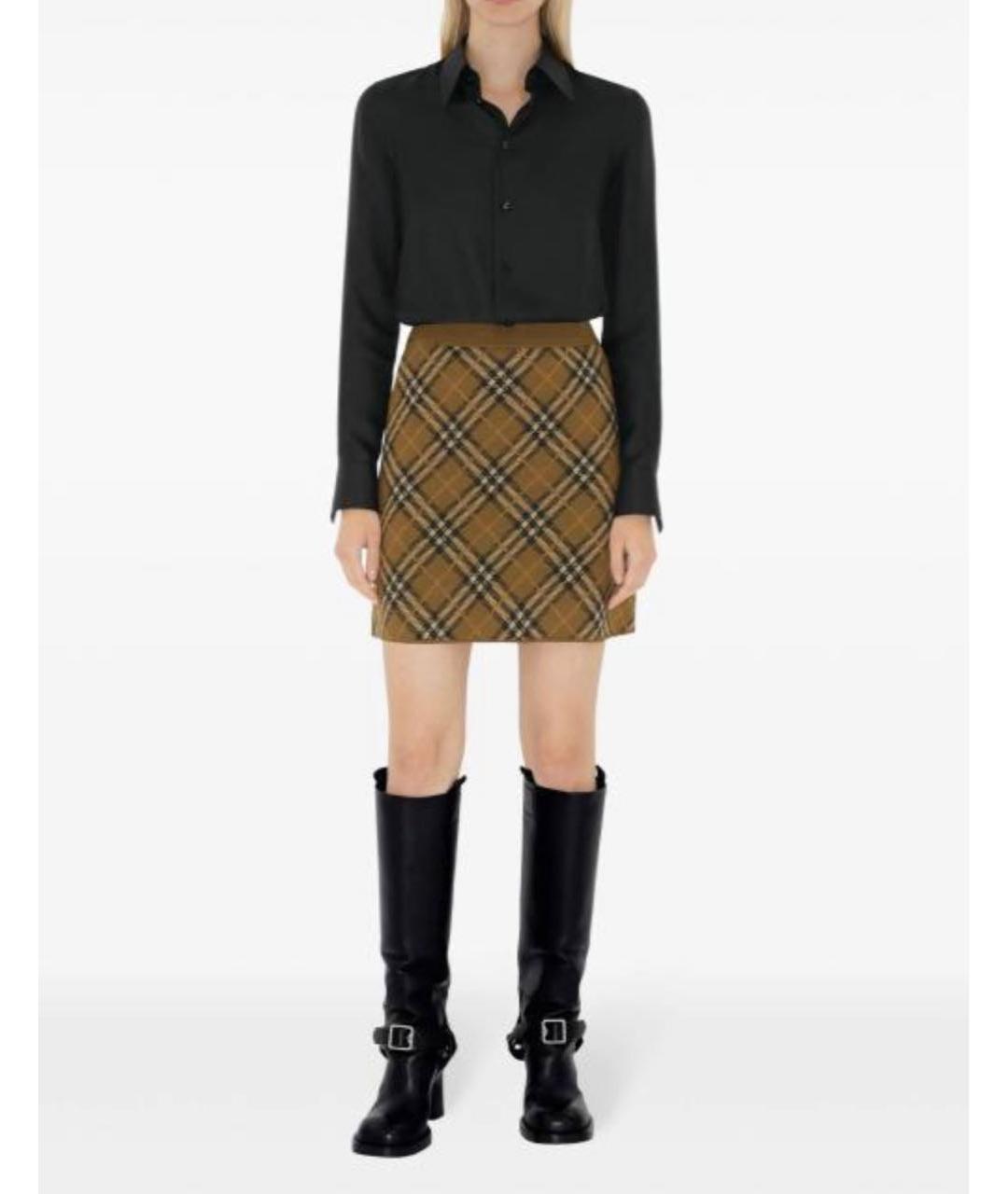 BURBERRY Мульти шерстяная юбка мини, фото 8