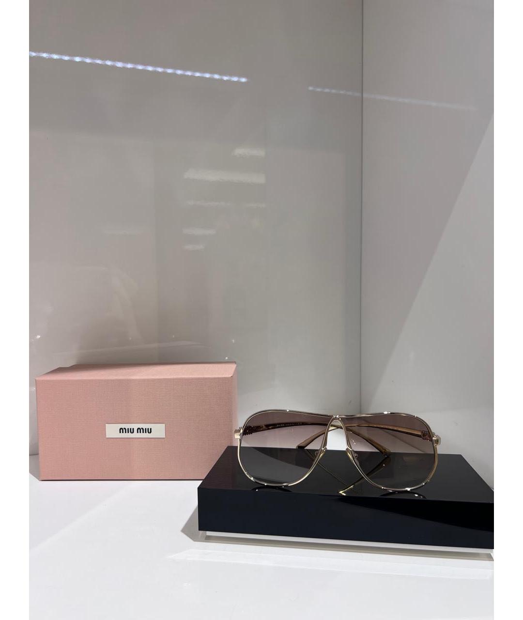 MIU MIU Золотые солнцезащитные очки, фото 2
