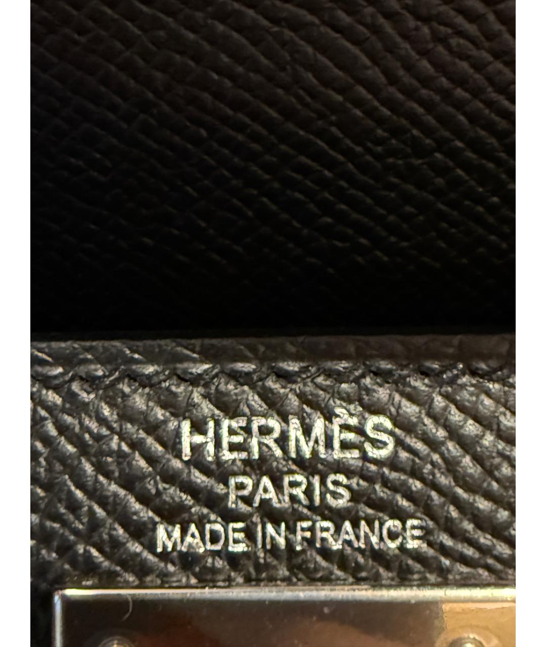 HERMES Черная кожаная сумка с короткими ручками, фото 4