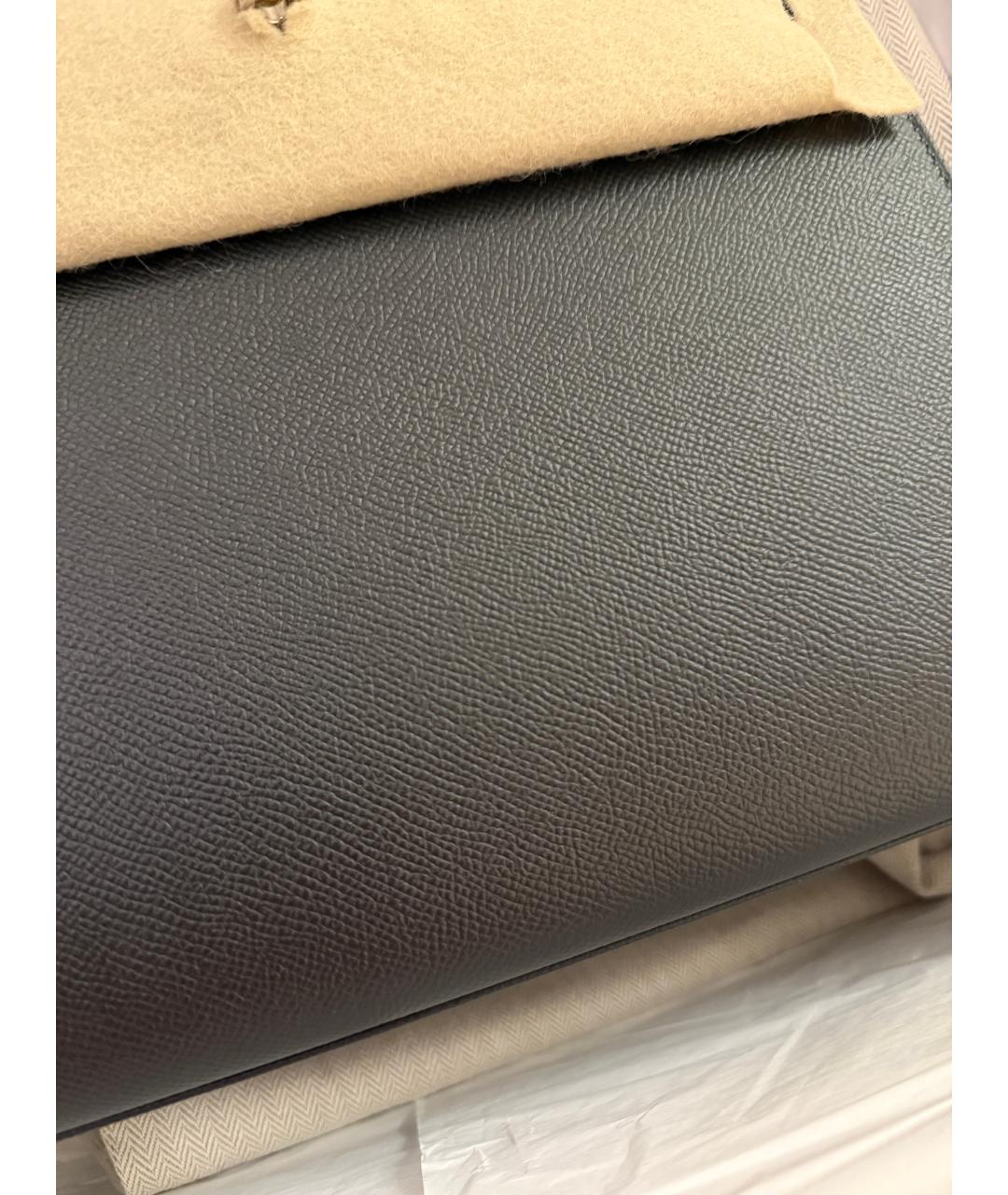 HERMES Черная кожаная сумка с короткими ручками, фото 2