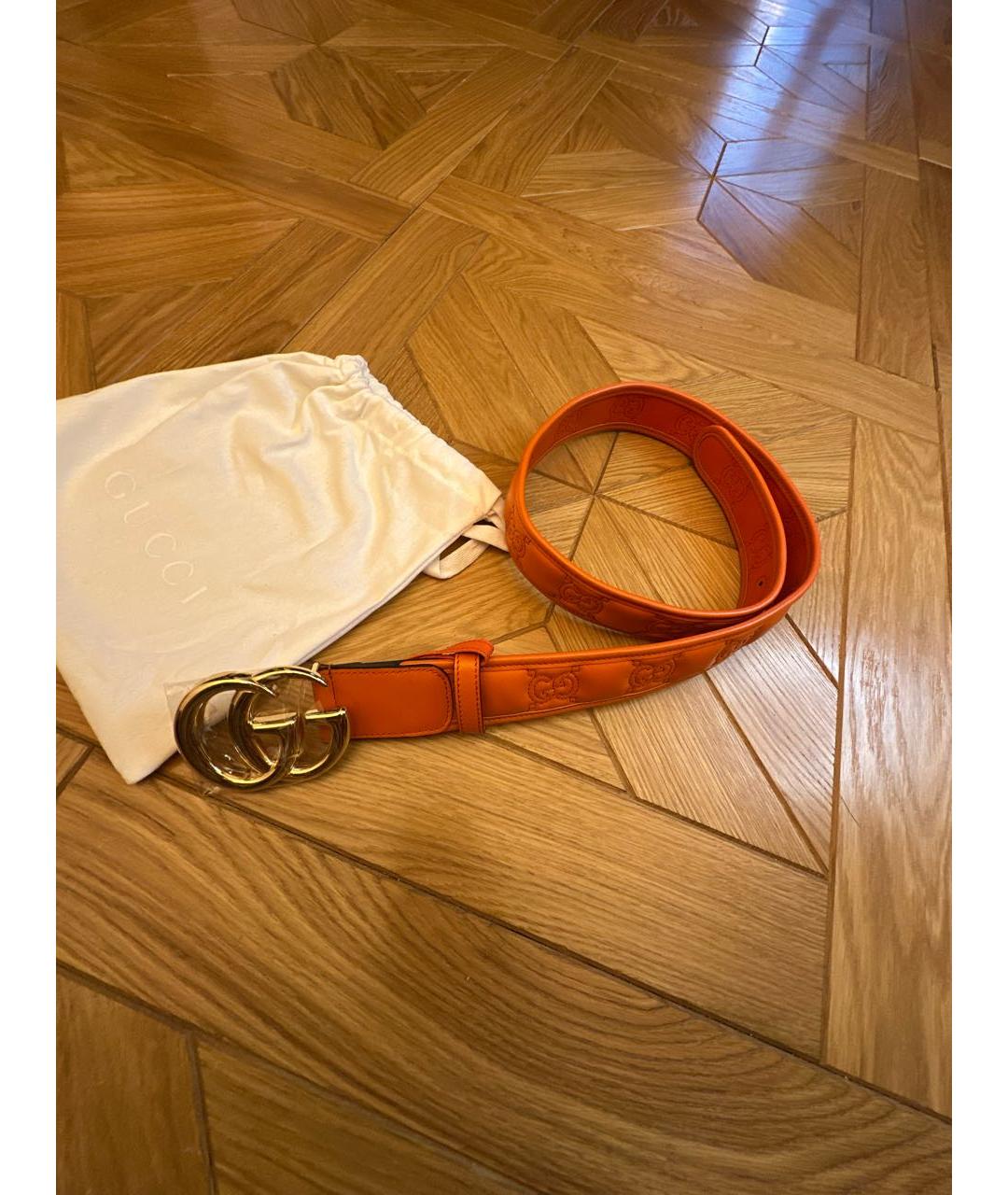 GUCCI Оранжевый кожаный ремень, фото 2