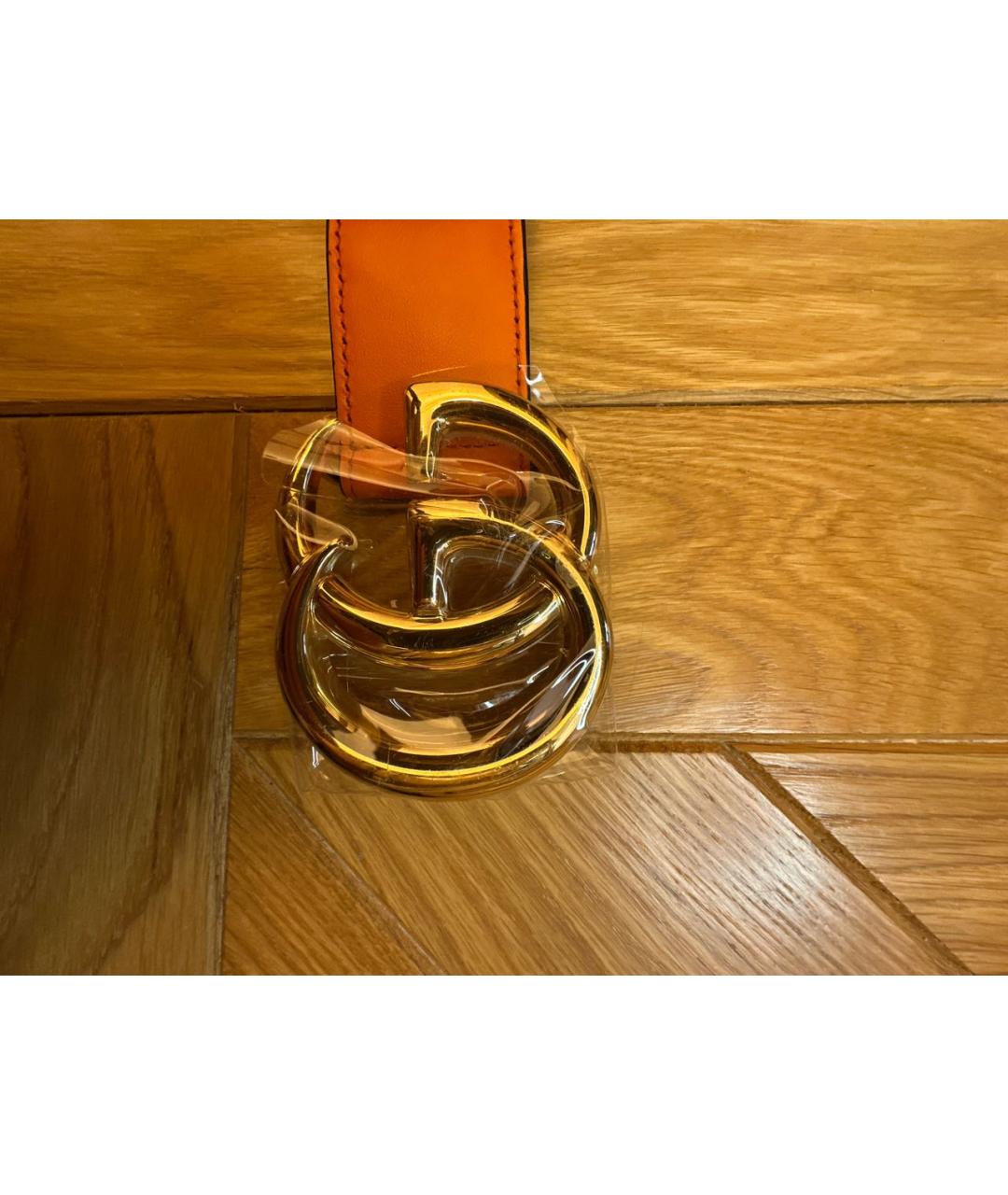 GUCCI Оранжевый кожаный ремень, фото 8