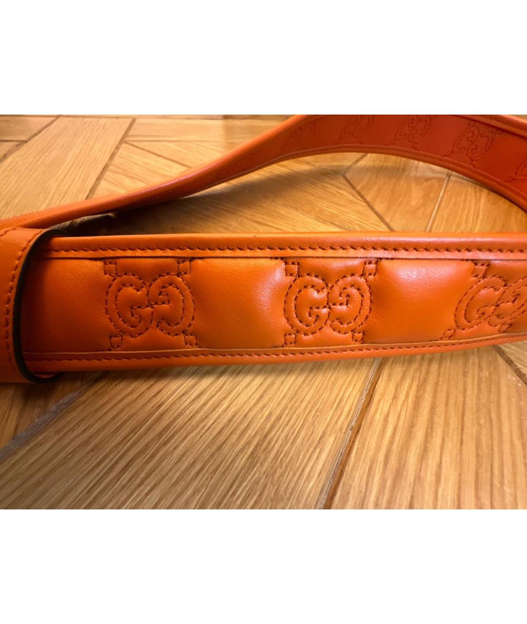 GUCCI Оранжевый кожаный ремень, фото 5
