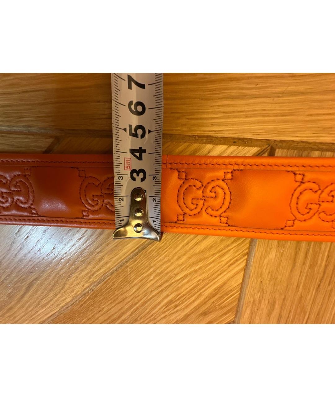 GUCCI Оранжевый кожаный ремень, фото 7