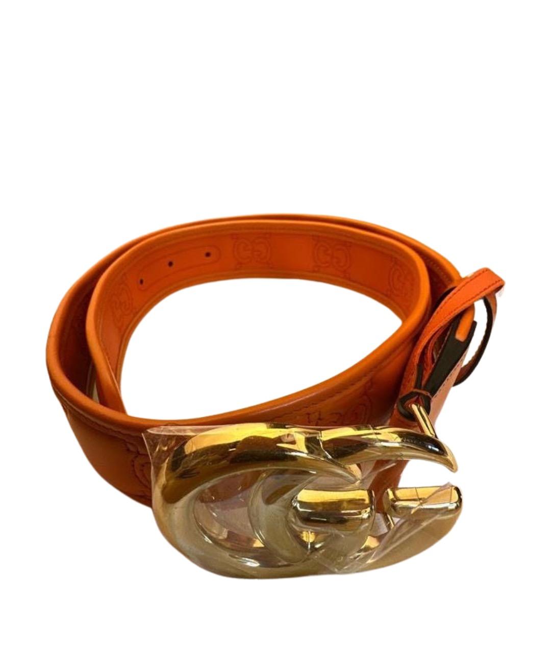 GUCCI Оранжевый кожаный ремень, фото 1