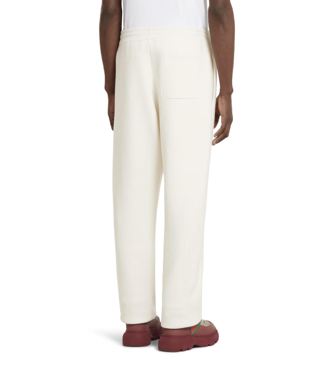 GUCCI Белые шерстяные повседневные брюки, фото 3