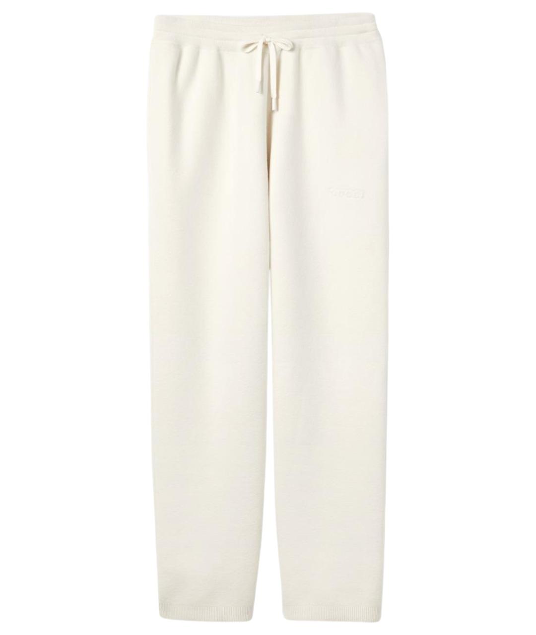 GUCCI Белые шерстяные повседневные брюки, фото 1