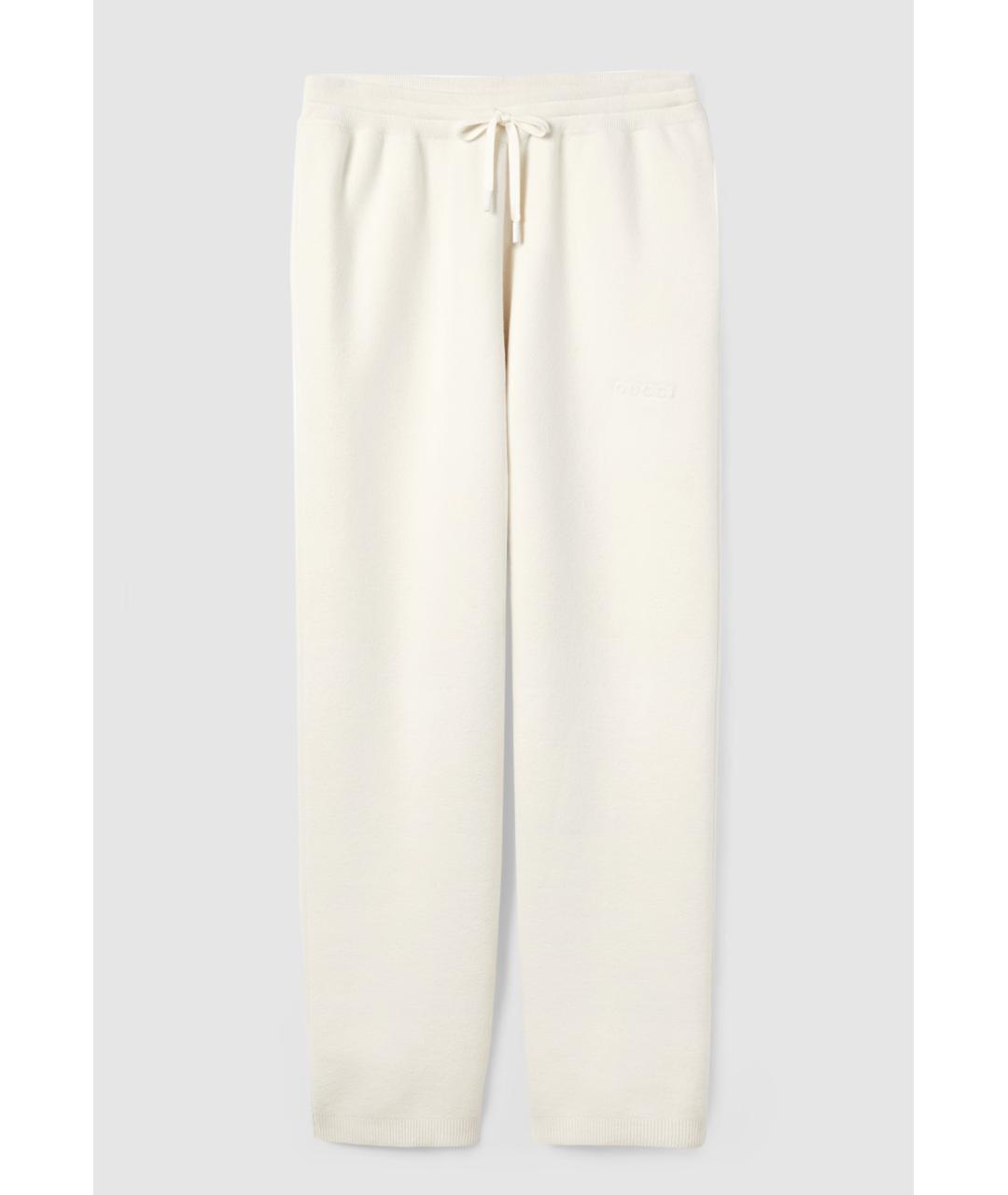 GUCCI Белые шерстяные повседневные брюки, фото 4