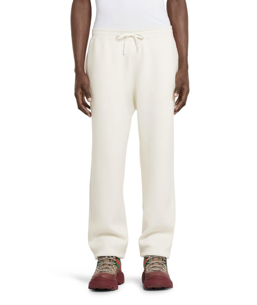 GUCCI Белые шерстяные повседневные брюки, фото 2