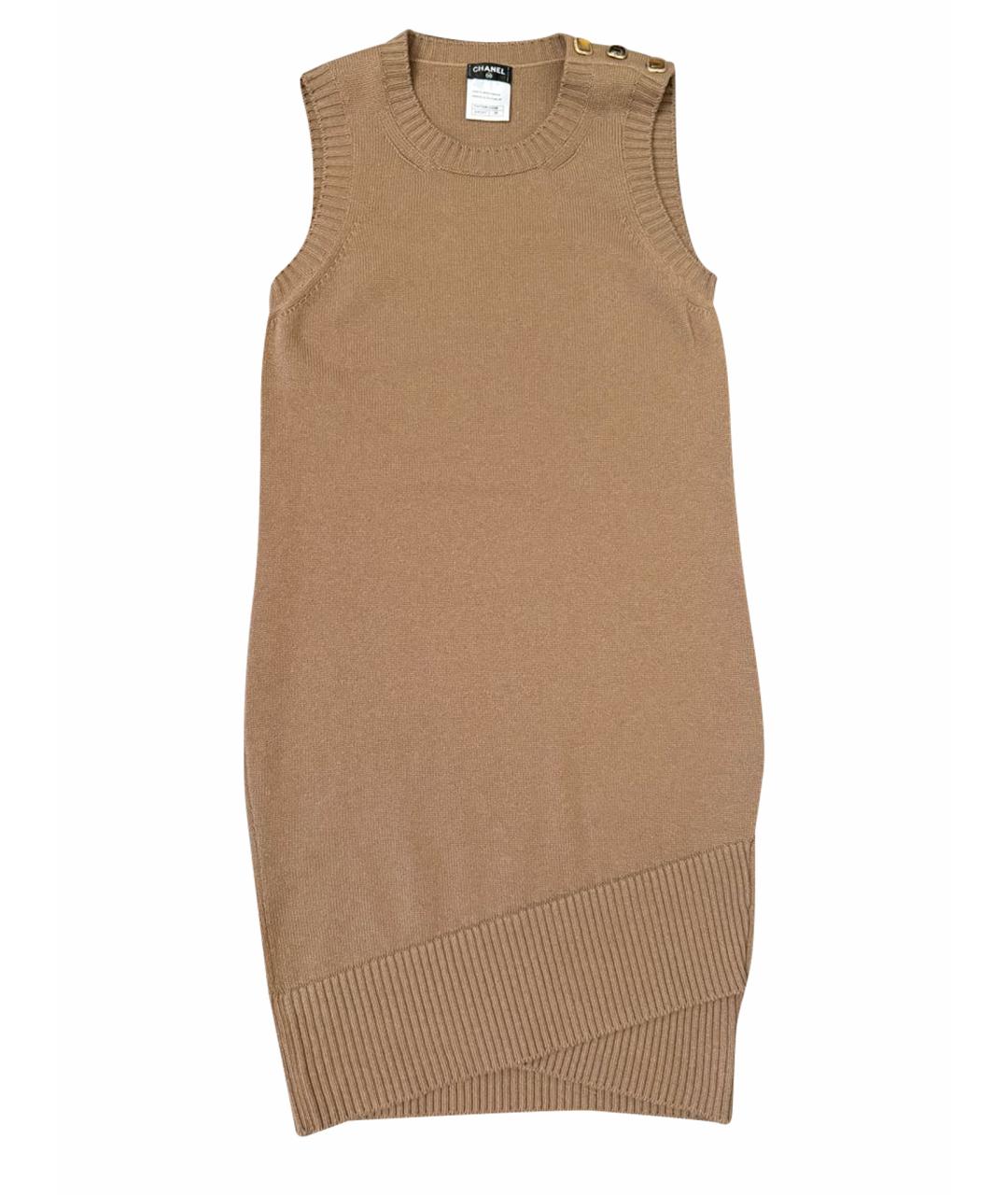 CHANEL Бежевое кашемировое повседневное платье, фото 1