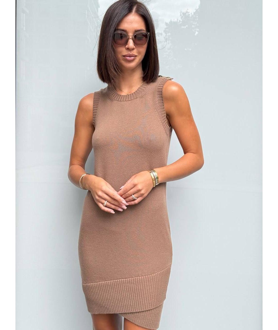 CHANEL Бежевое кашемировое повседневное платье, фото 6