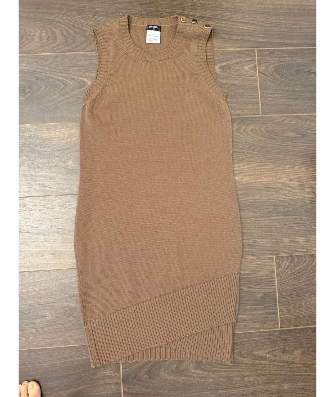 CHANEL Бежевое кашемировое повседневное платье, фото 9