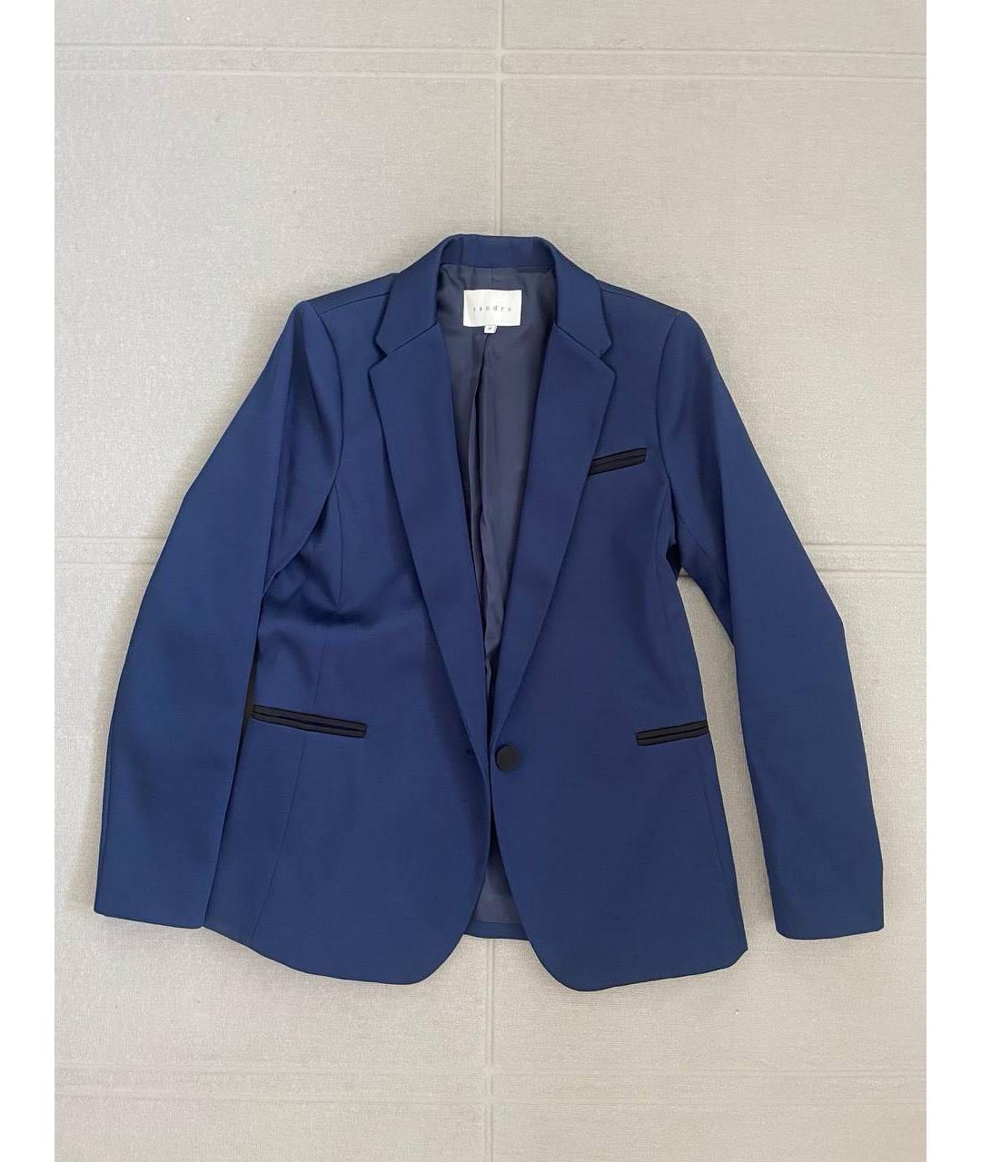 SANDRO Синий полиэстеровый жакет/пиджак, фото 3