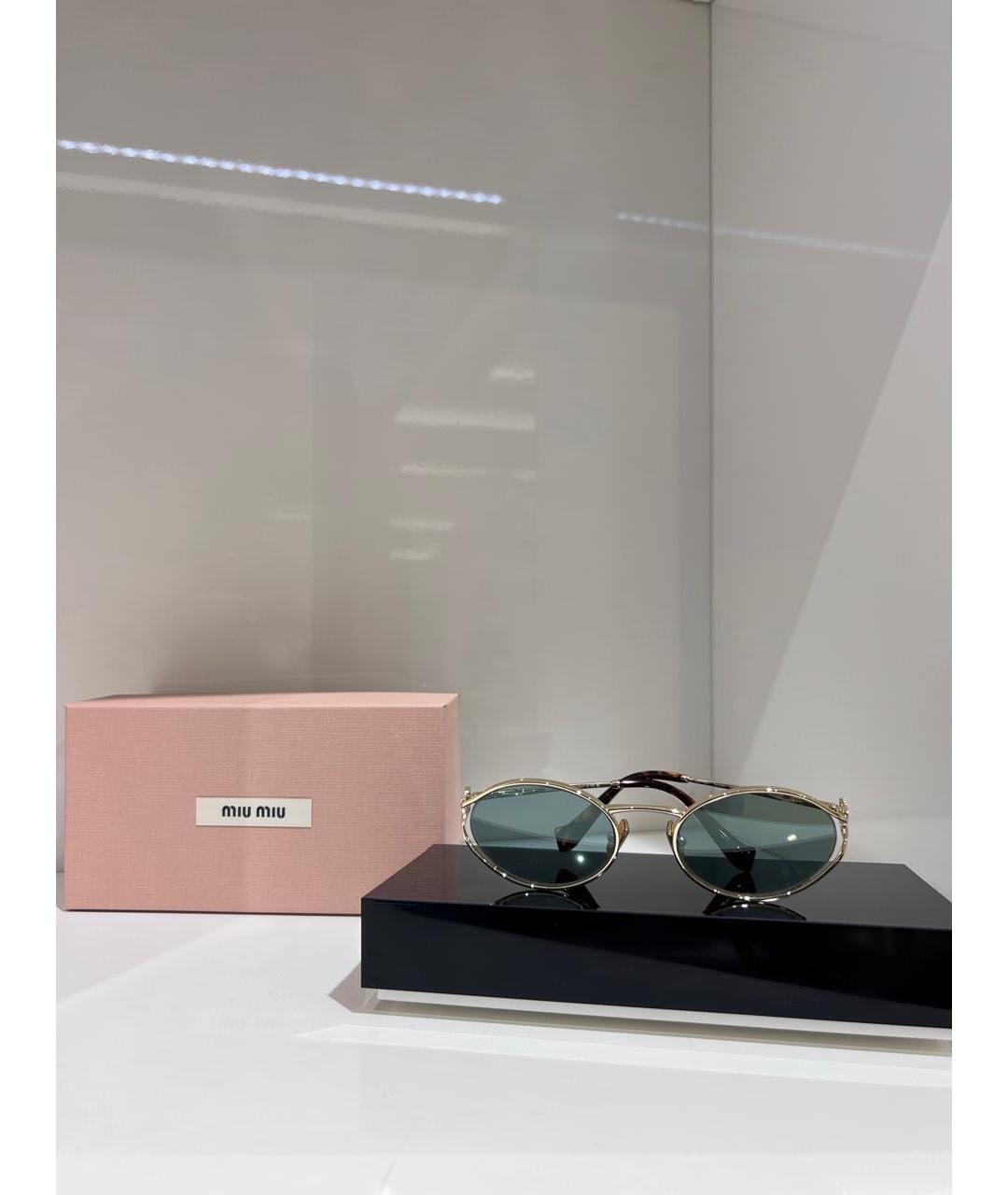 MIU MIU Золотые солнцезащитные очки, фото 3