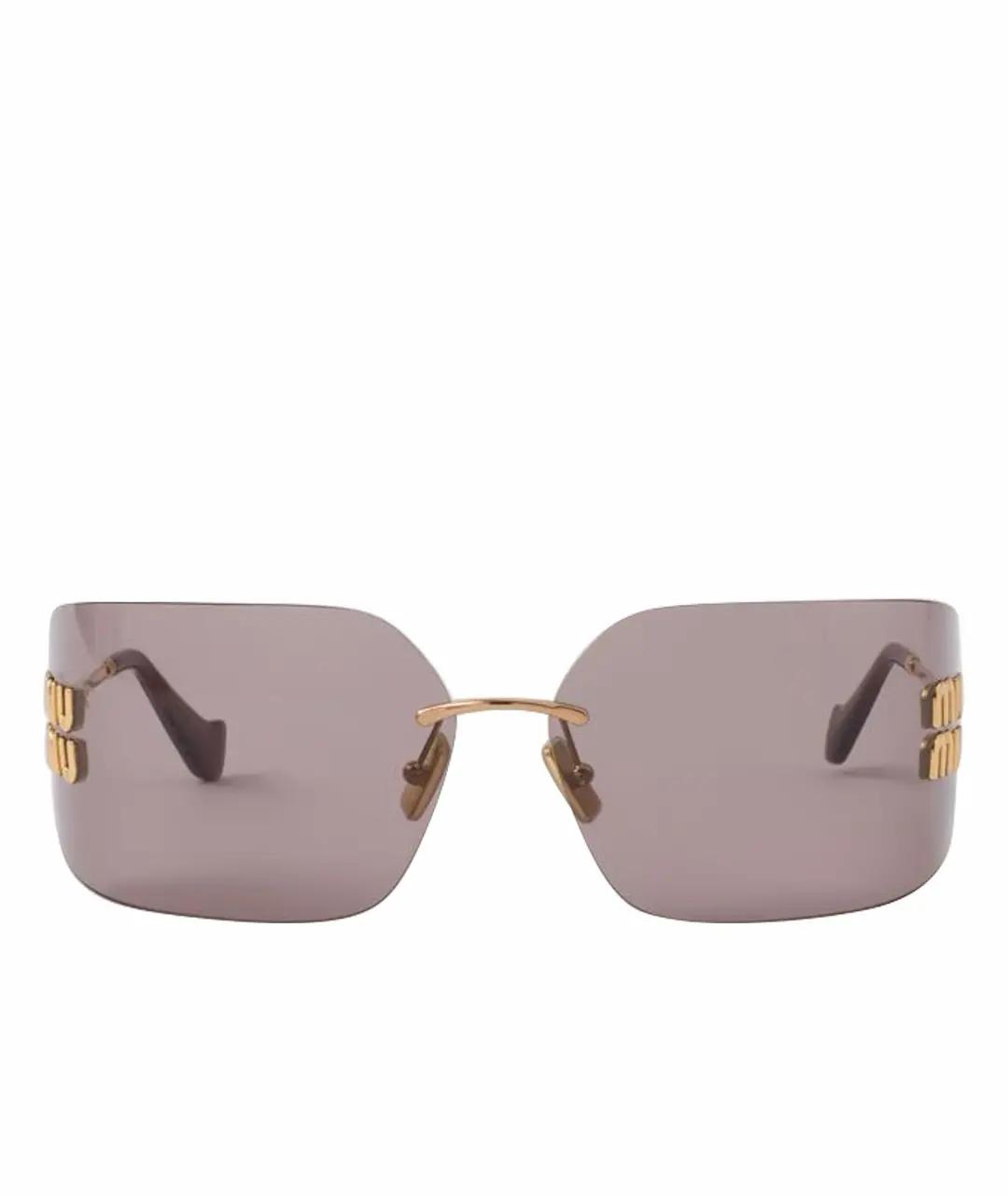 MIU MIU Золотые металлические солнцезащитные очки, фото 1