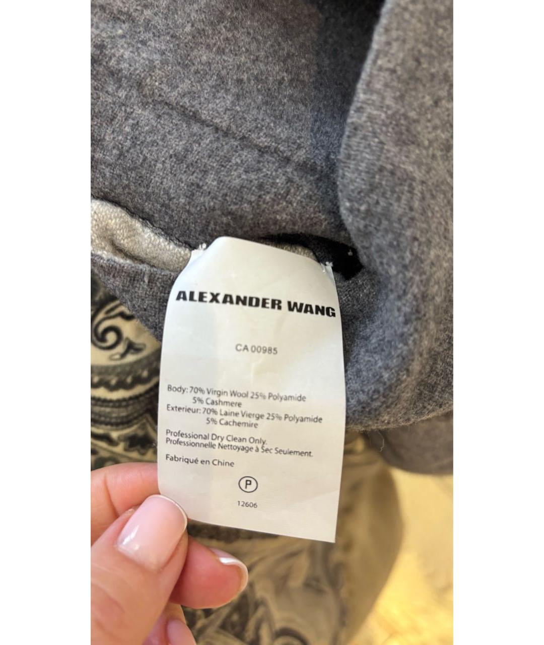 ALEXANDER WANG Антрацитовое шерстяное пальто, фото 3