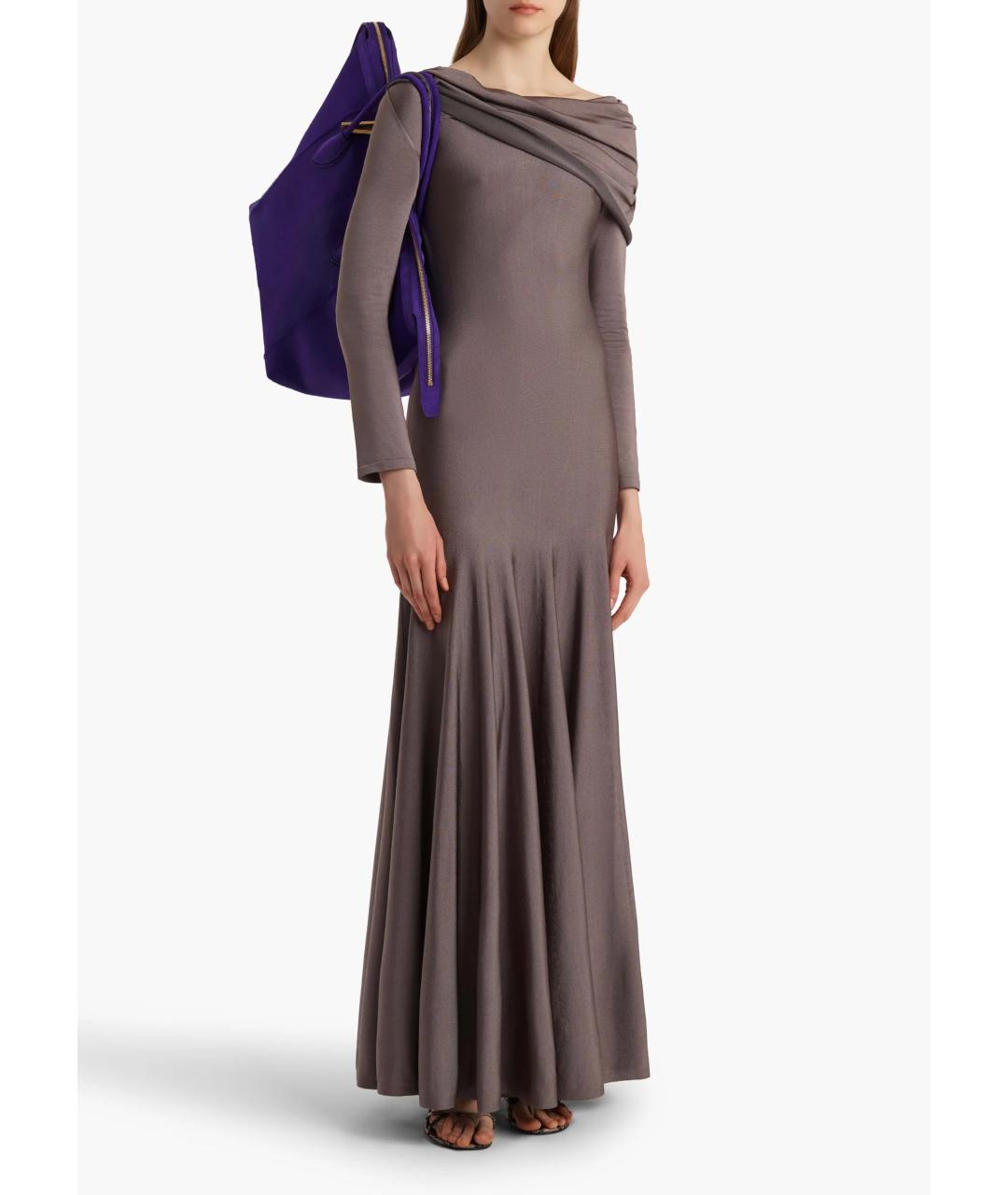 KHAITE Коричневое вискозное вечернее платье, фото 2