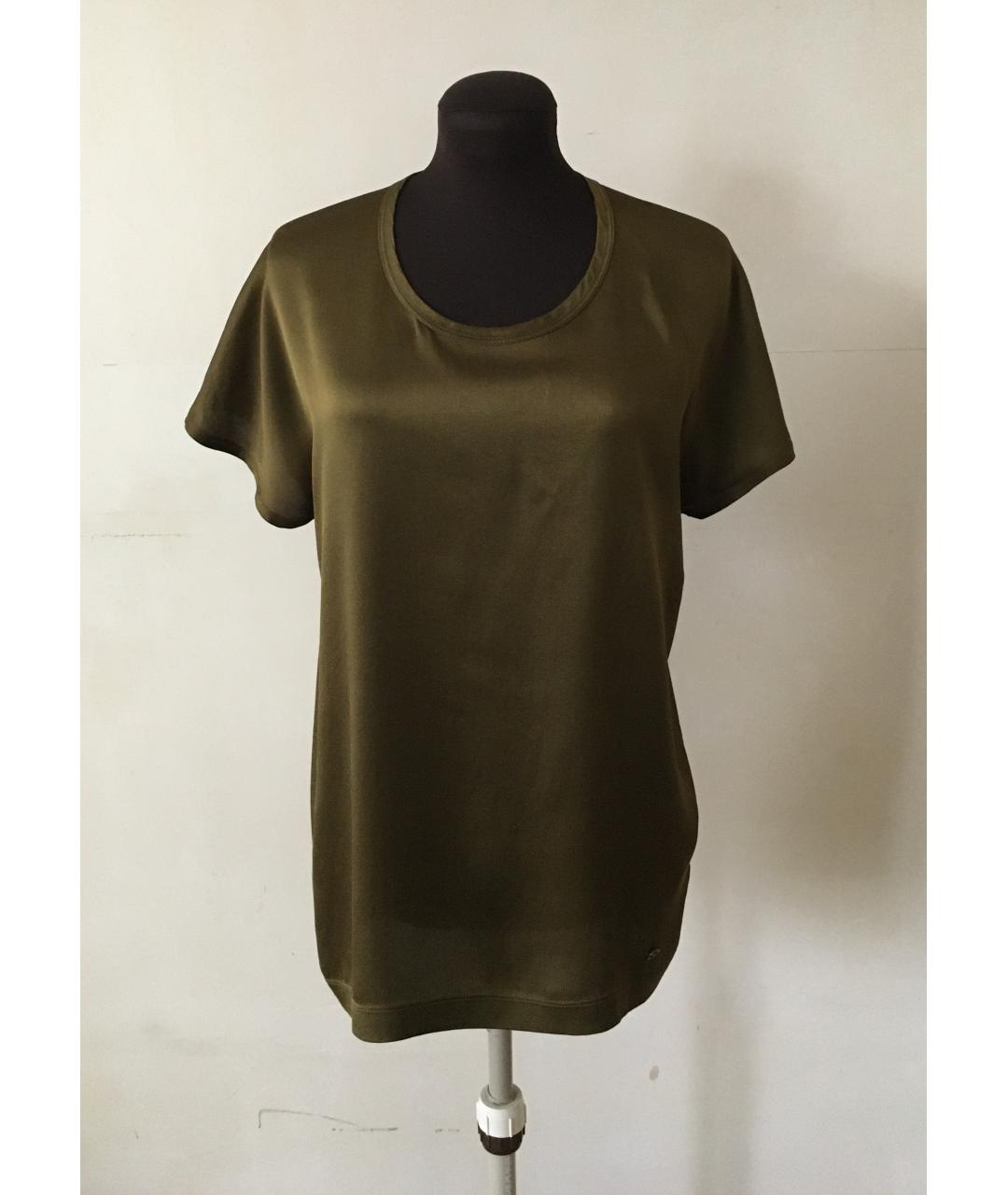 GUCCI Хаки шелковая футболка, фото 2