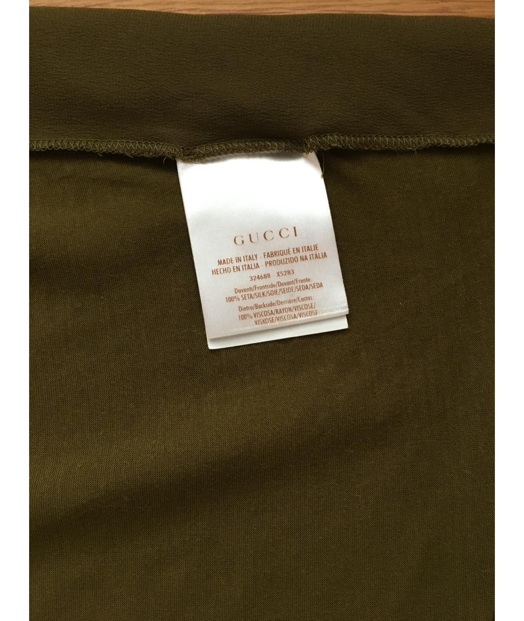 GUCCI Хаки шелковая футболка, фото 6
