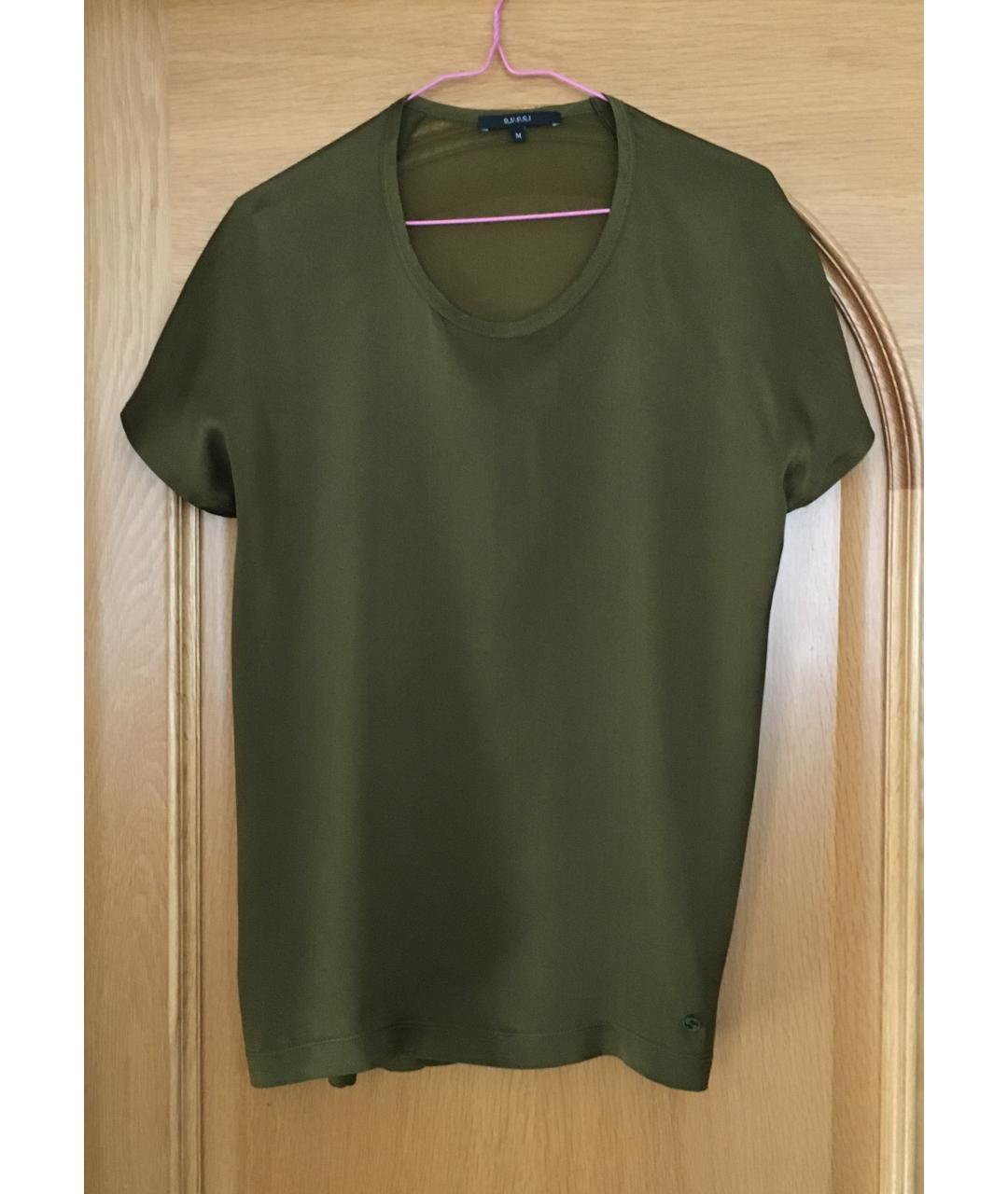 GUCCI Хаки шелковая футболка, фото 9