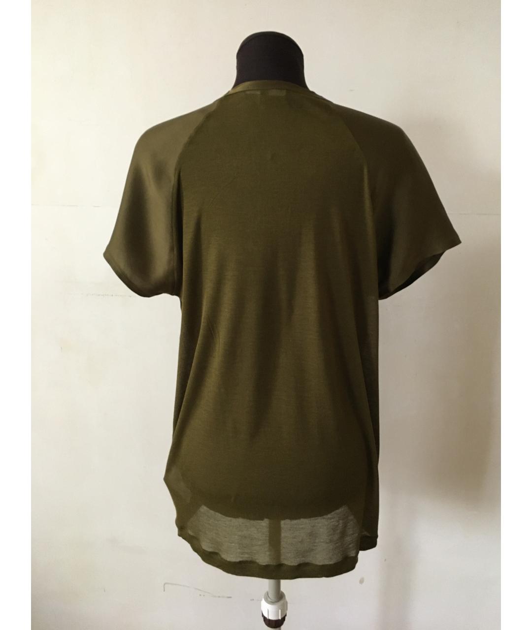 GUCCI Хаки шелковая футболка, фото 4