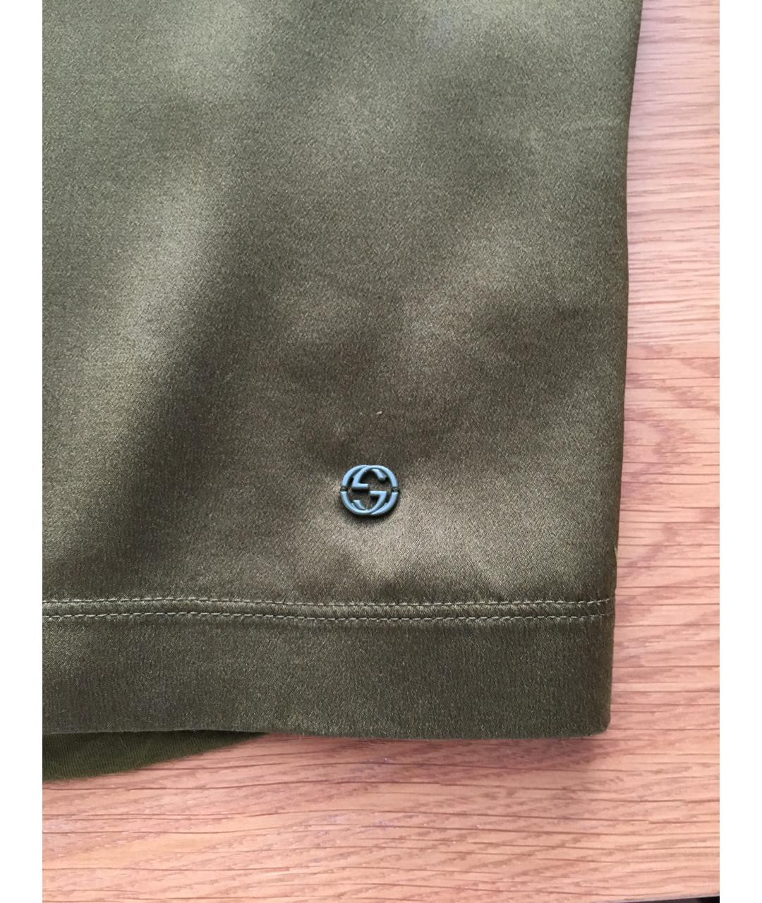 GUCCI Хаки шелковая футболка, фото 8