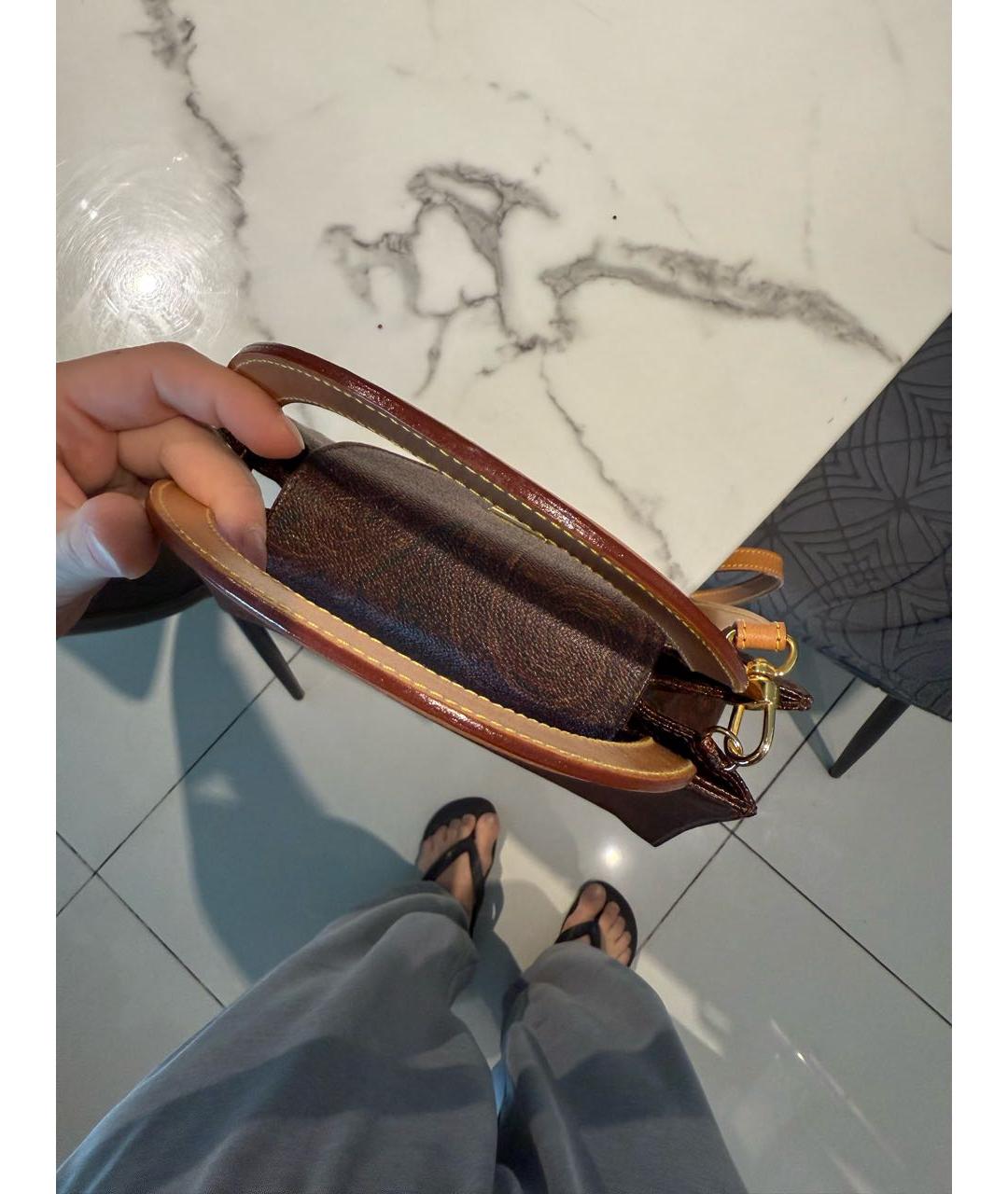 ETRO Коричневая кожаная сумка с короткими ручками, фото 4