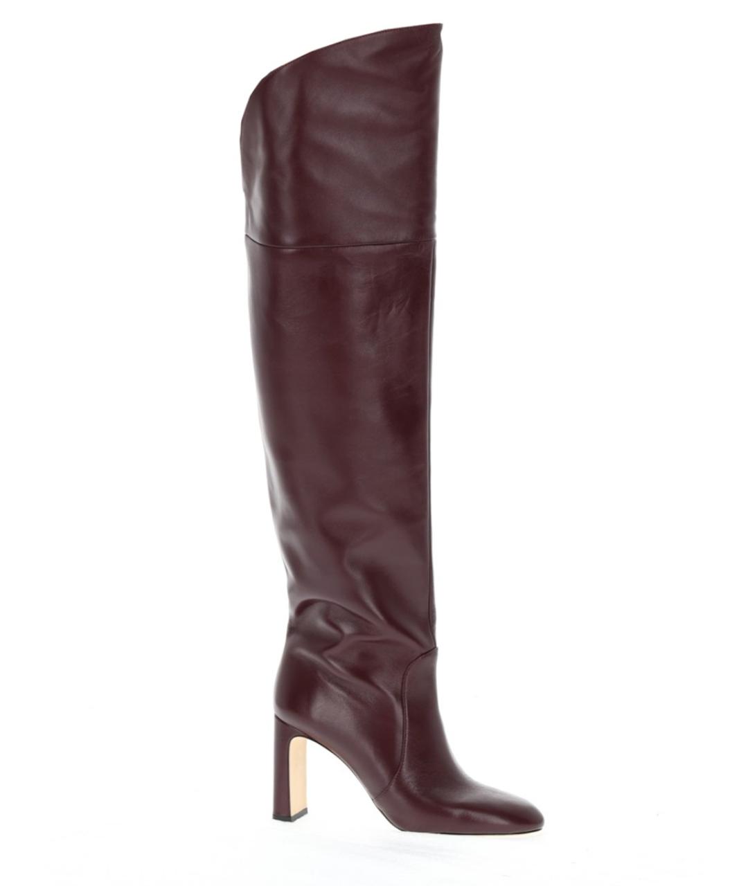 STUART WEITZMAN Бордовые кожаные ботфорты, фото 2