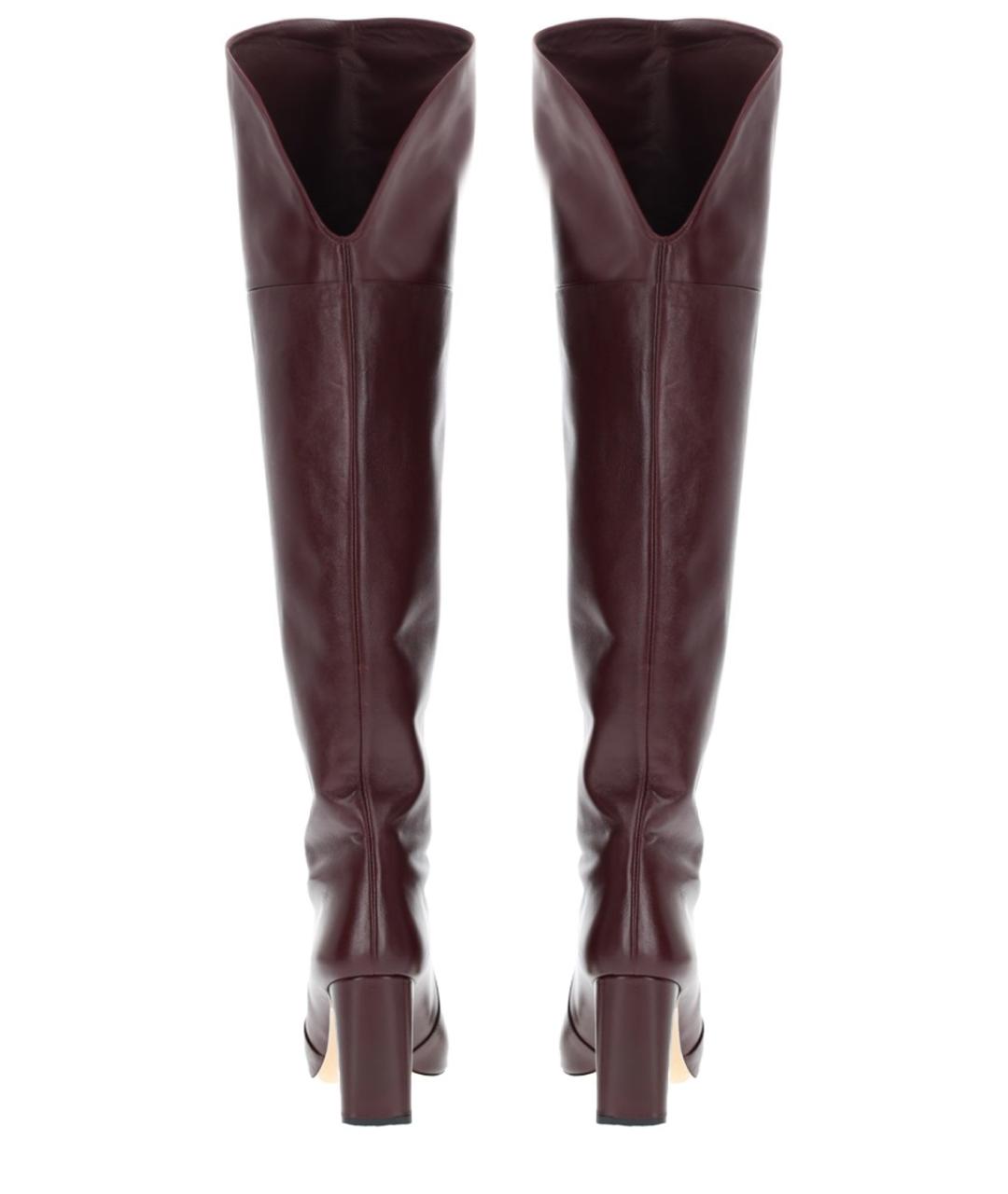 STUART WEITZMAN Бордовые кожаные ботфорты, фото 3