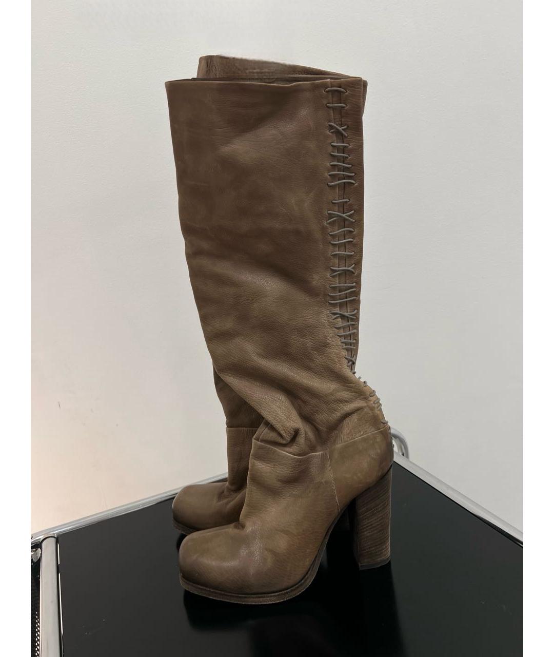 RICK OWENS Коричневые кожаные ботфорты, фото 6