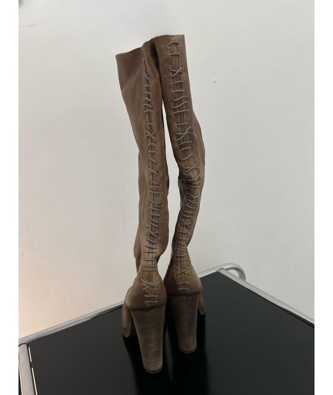 RICK OWENS Коричневые кожаные ботфорты, фото 3