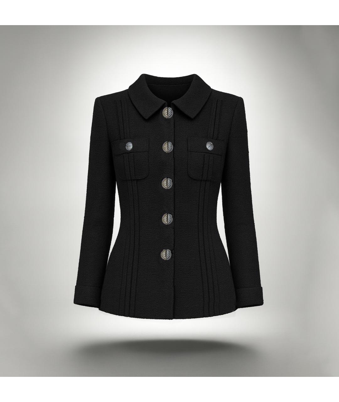 CHANEL Черный твидовый жакет/пиджак, фото 7