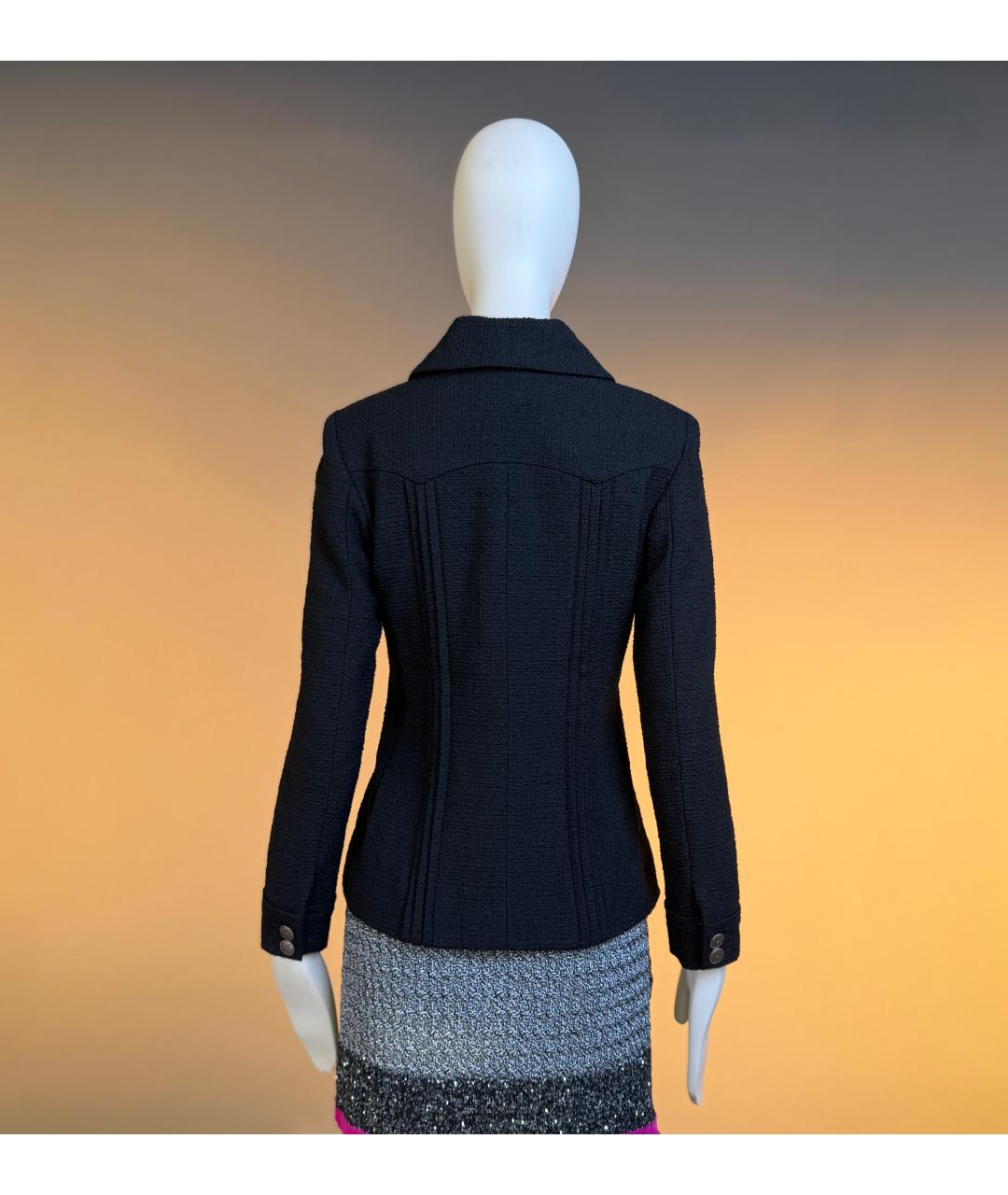 CHANEL Черный твидовый жакет/пиджак, фото 5
