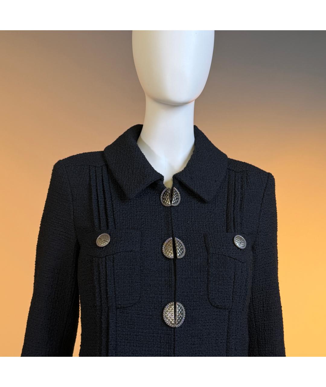 CHANEL Черный твидовый жакет/пиджак, фото 6