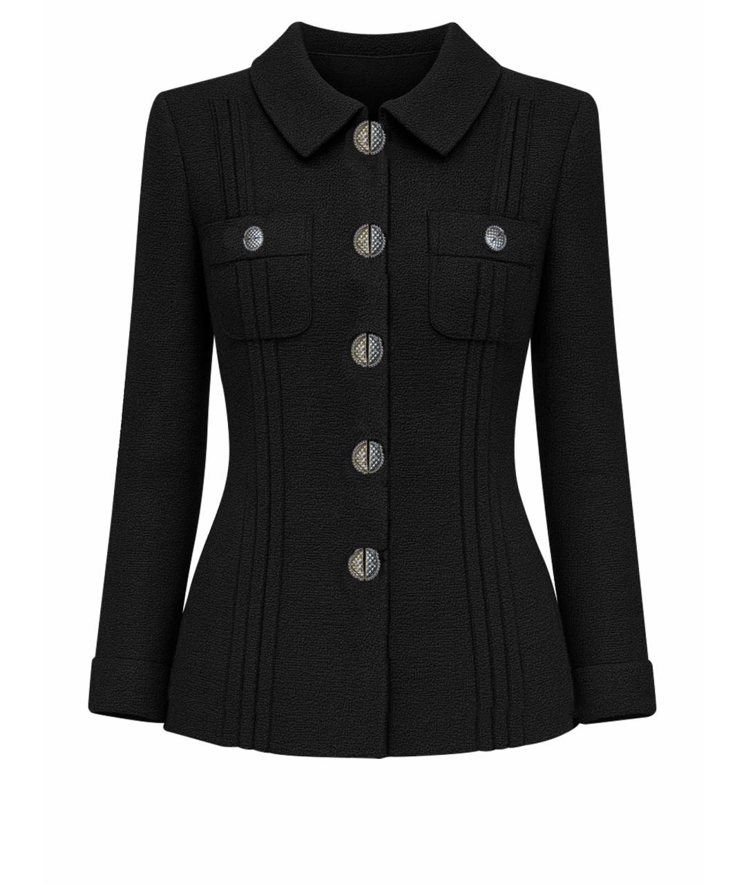 CHANEL Черный твидовый жакет/пиджак, фото 1